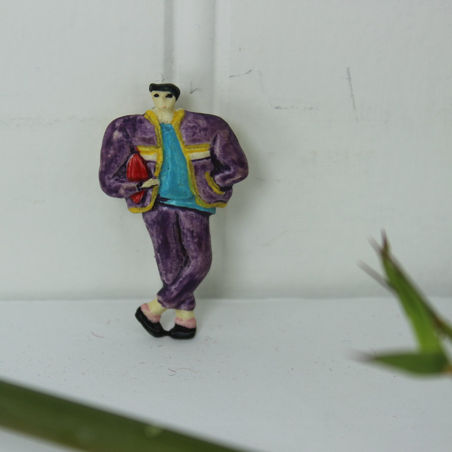 Unique Figure Hard Plastic French Sports Guy Pin standing view of pin