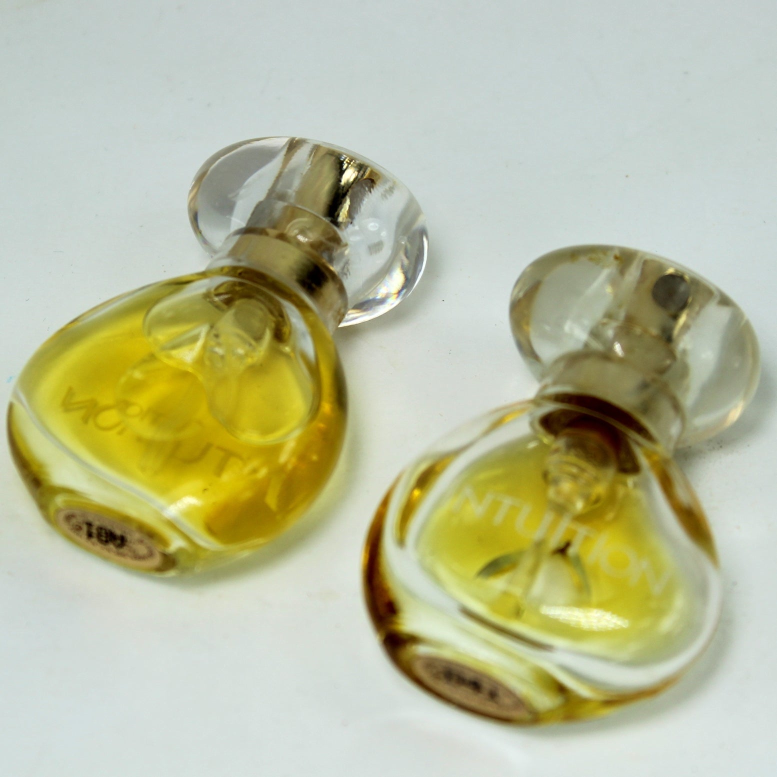 Estee Lauder Intuition 2 EDP 1/4 oz 2" Mini Size 1 Full 1 Partial collectible mini bottles usable perfume