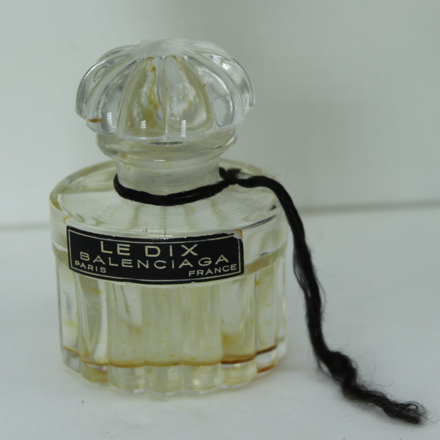 Vintage Le Dix Balenciaga Empty Bottle Decorative Crystal Heavy Glass Dauber France
