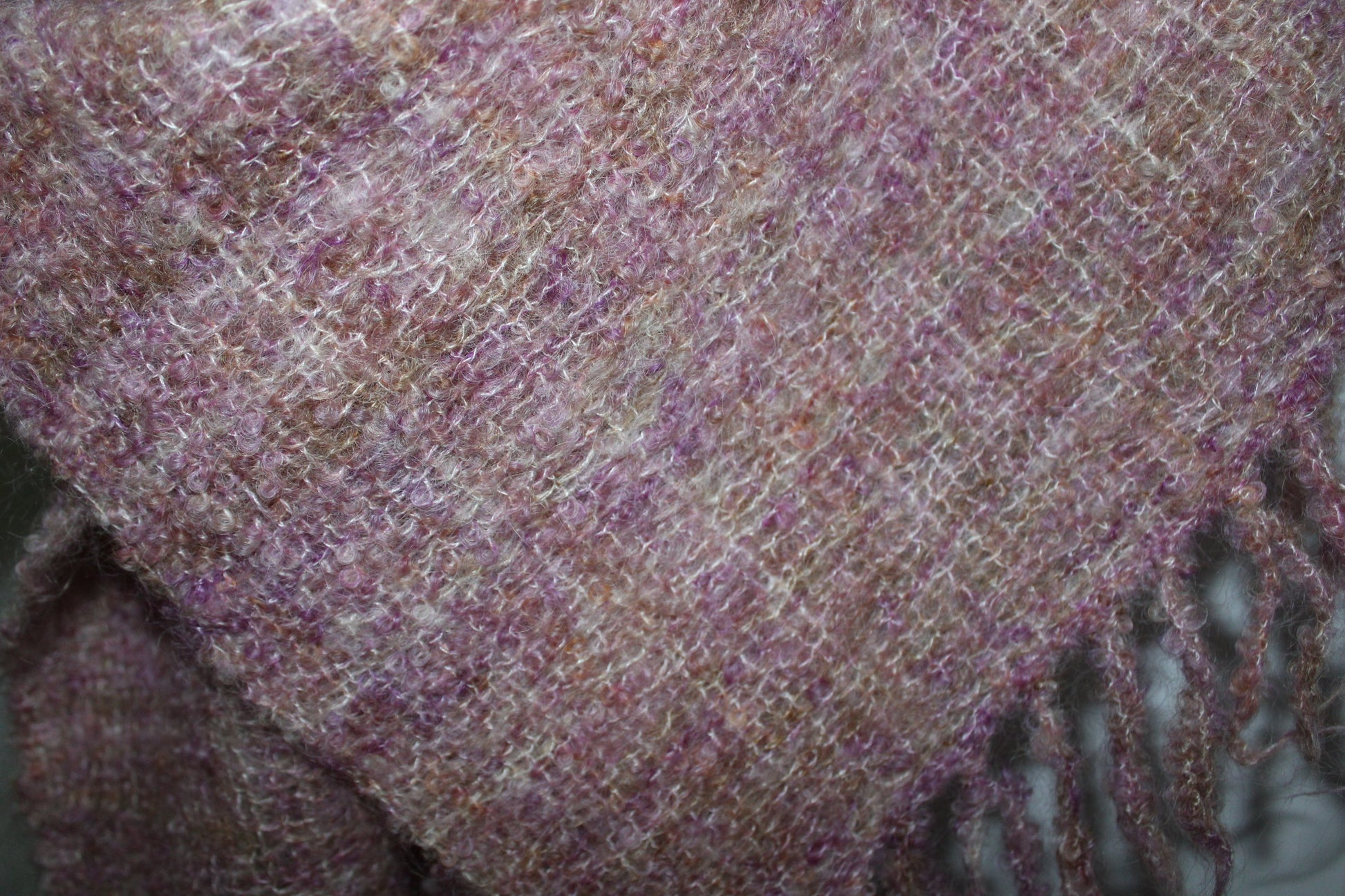 Fringed Wool Shawl Lavenders Purple Cocoa Long 25" X 78" Lightweight soft