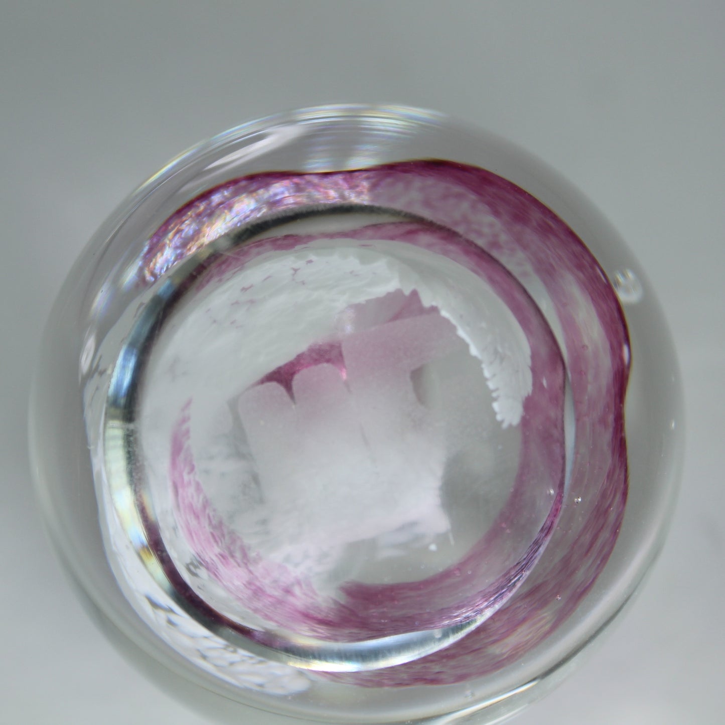 Paperweight Control Bubble Marked CllG Pink Rose White Fantasy