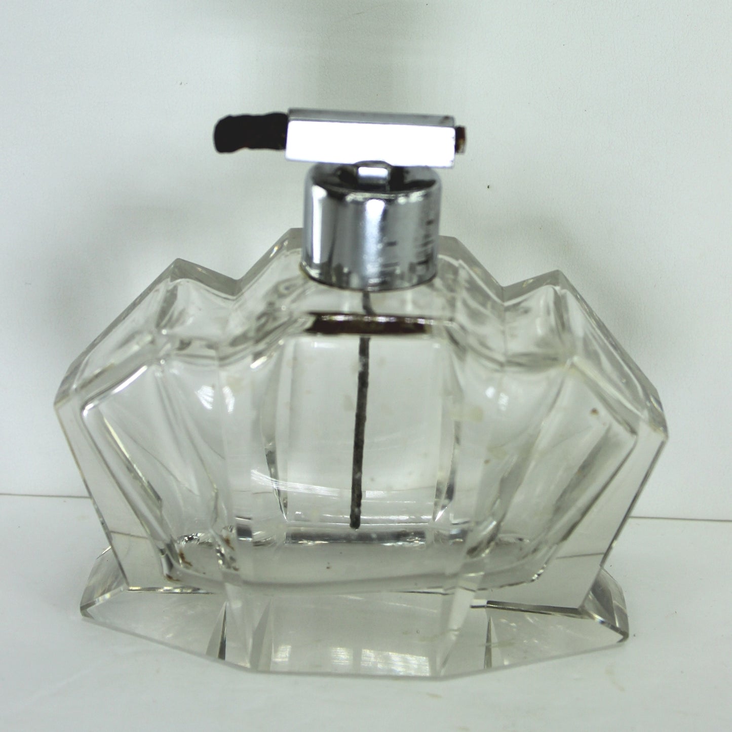 Vintage Deco Heavy Crystal Perfume Bottle Beautiful Quality heavyweight clar glass