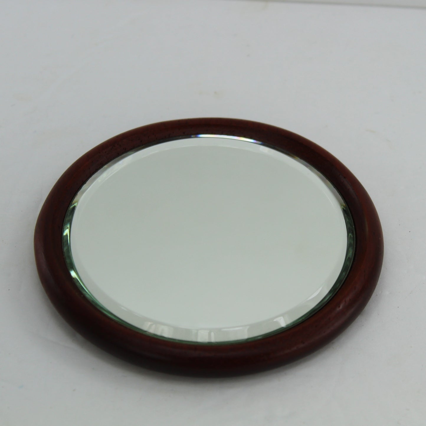 Artisan Made Small Purse Hand Beveled Mirror Wood Inlay Woman's Face clear beveled mirror