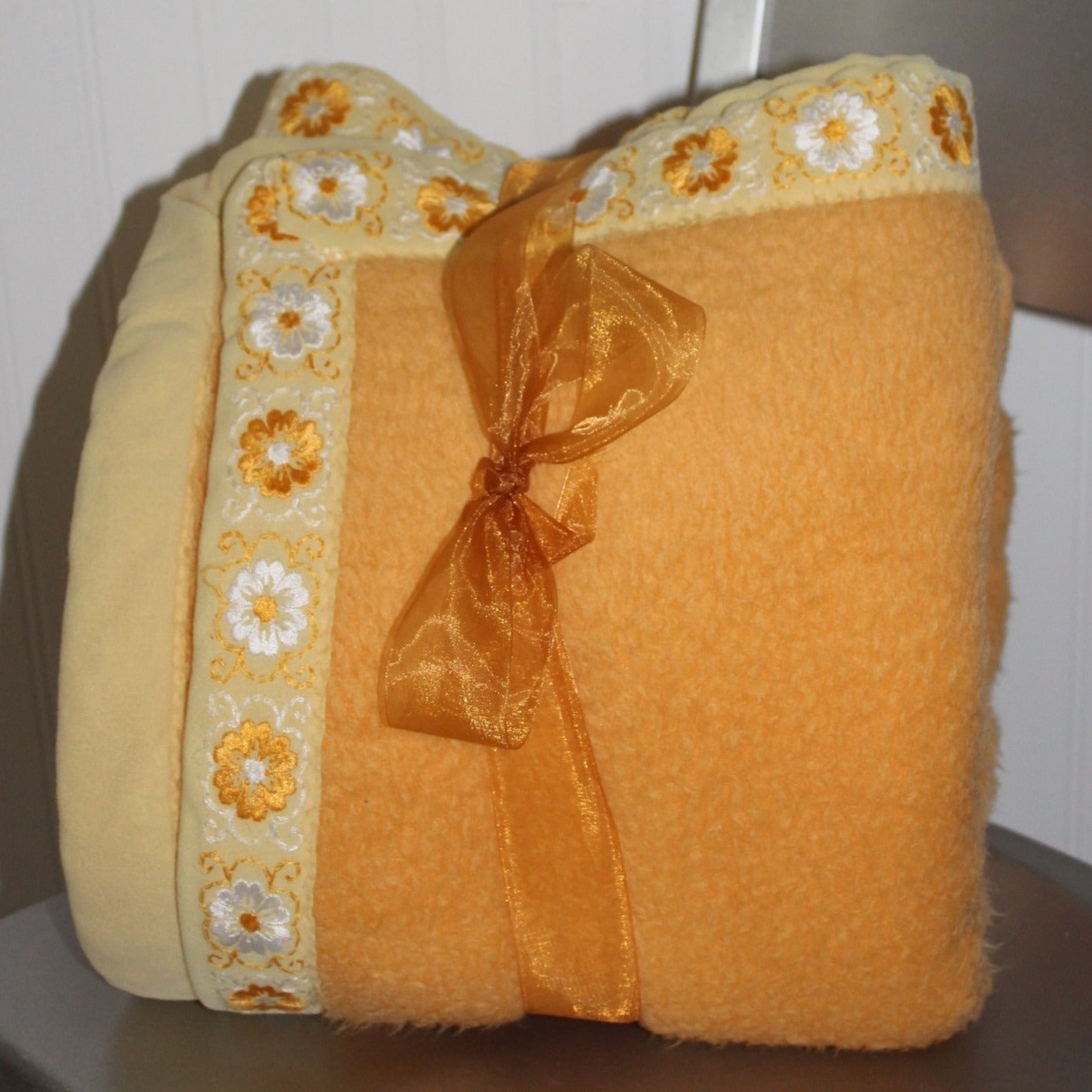 Heavy Small Blanket Butterscotch Fluffy High Nap Plush Decorative Binding