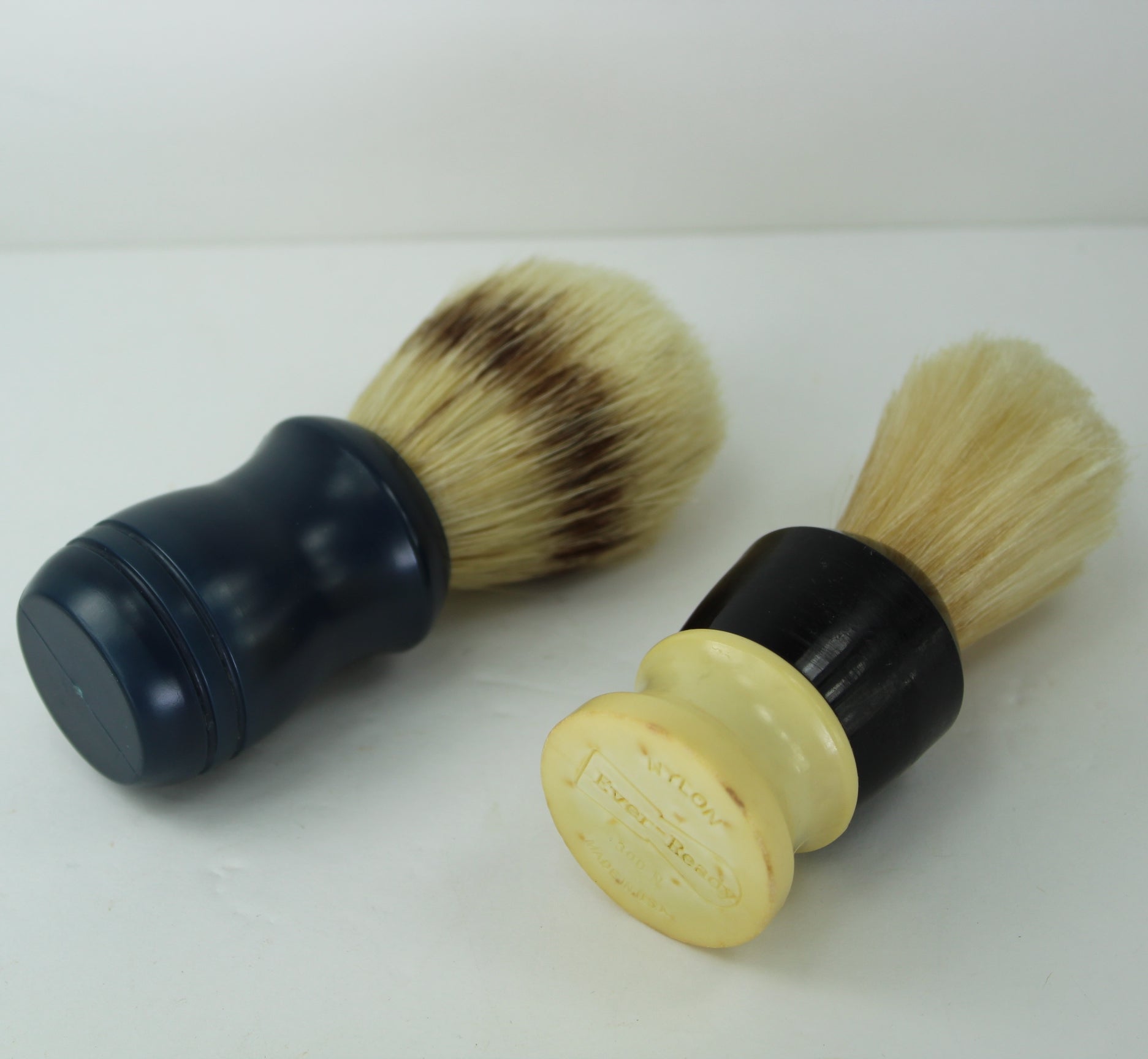 Pair Shaving Brushes Vintage Ever Ready Nylon Surrey Natural Bristle clean ready to use