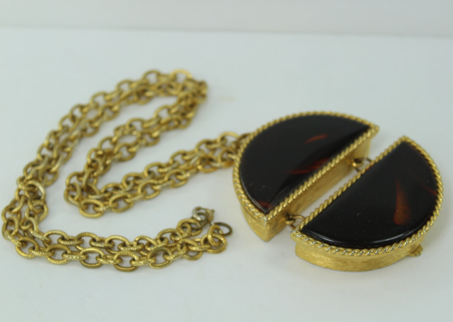 Estee Lauder Necklace Solid Perfume Faux Tortoise Rare 1960s well priced collectible