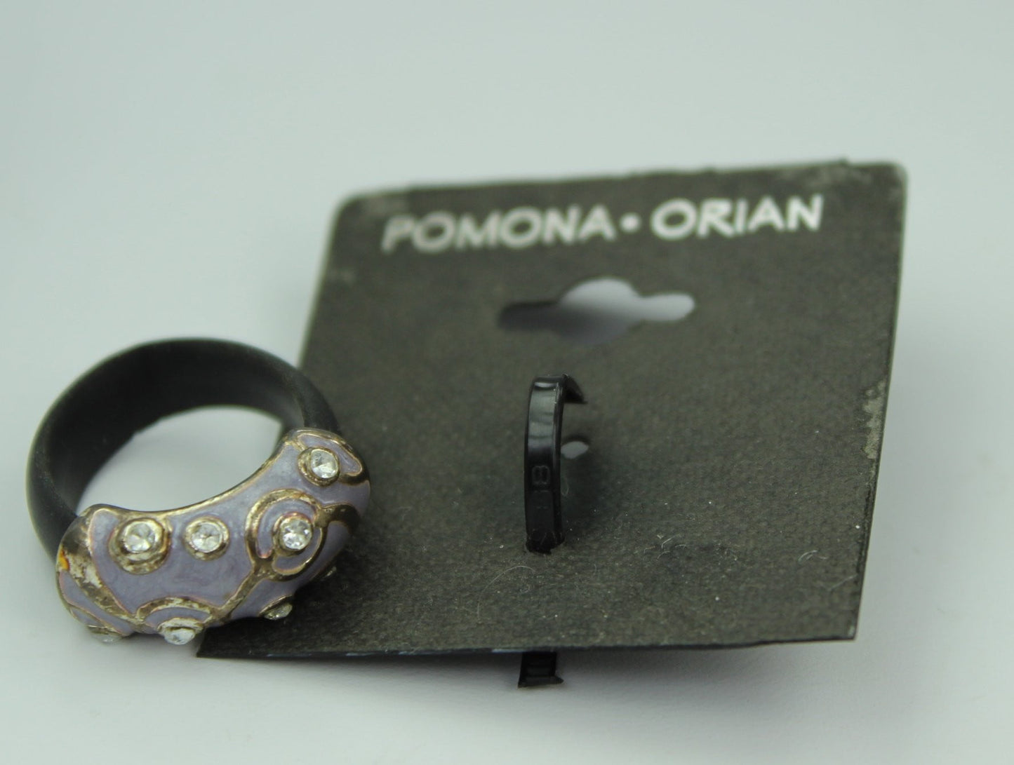 Pomona Orian Ring Lavender Enamel Bright Crystals Cool New on Card