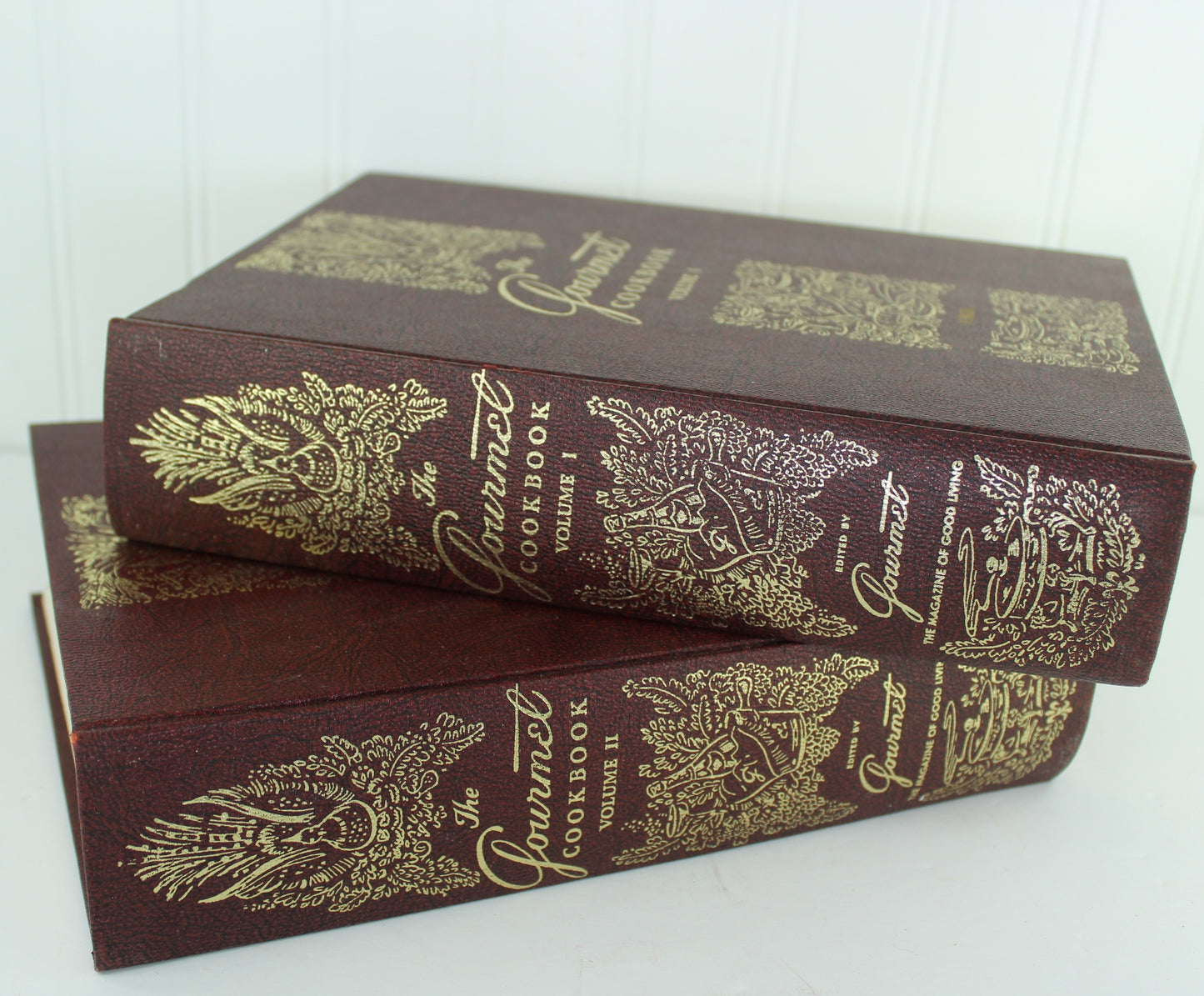 Gourmet Cookbooks 2 Volume Collection 1976 Gourmet Magazine Presentation handsome binding with gilt decoration