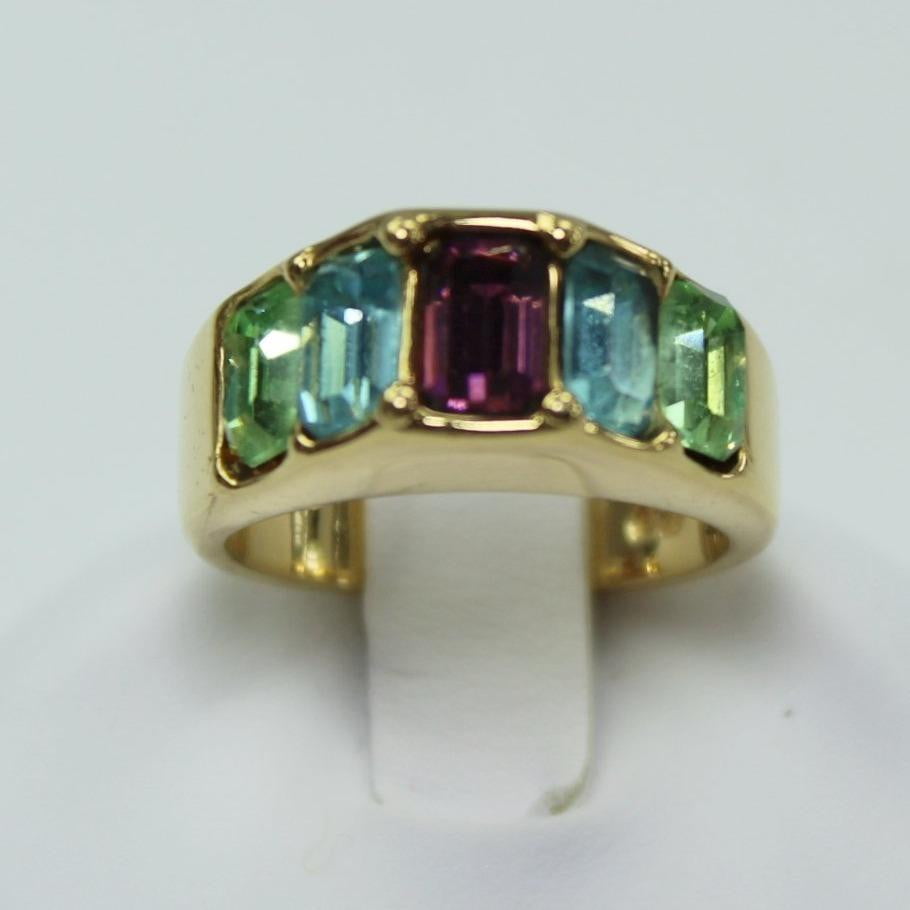 Premier Designs PD Vintage Multi Color Ring Amethyst Peridot Topaz Size 6