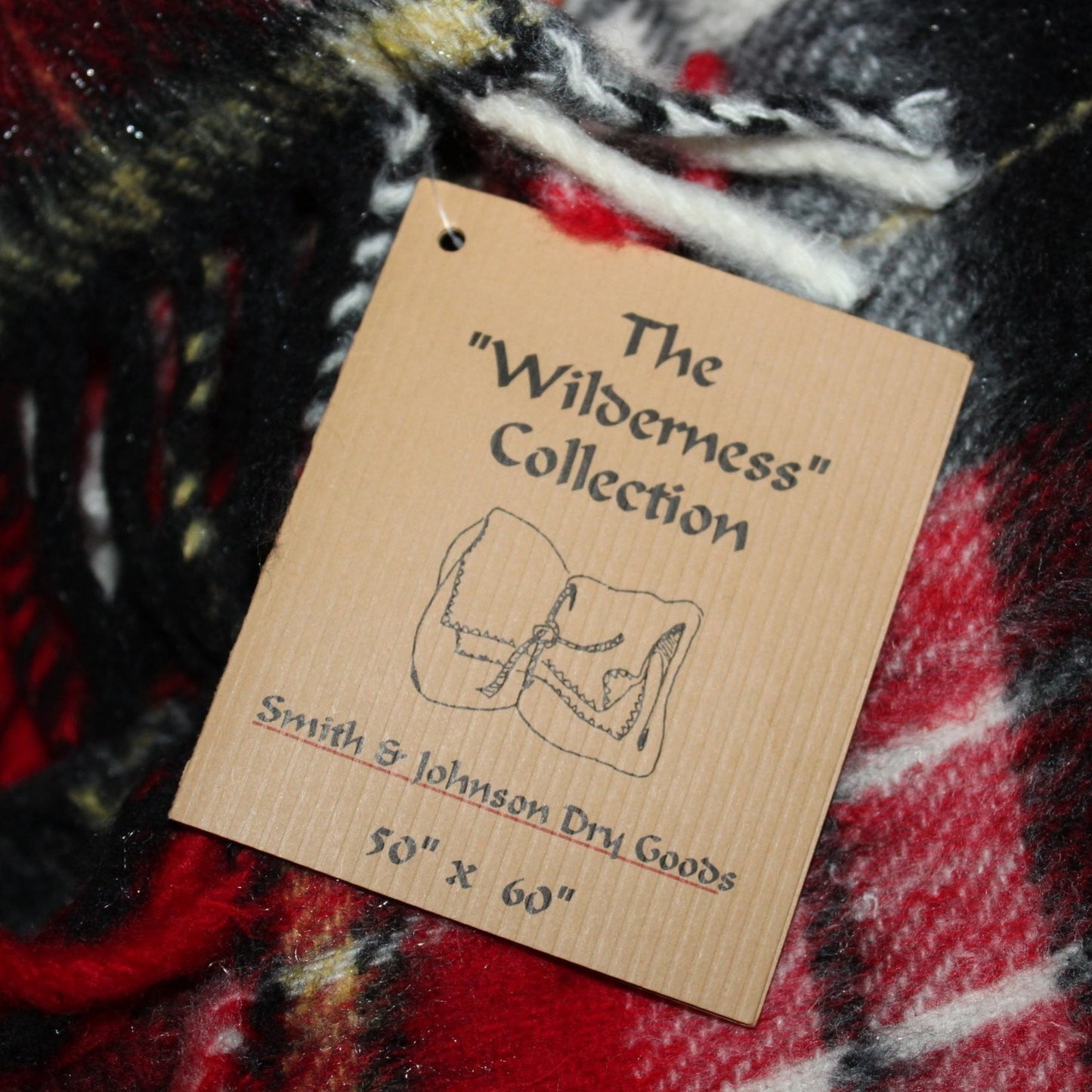 New Acrylic Throw Blanket Smith Johnson Dry Goods Red Plaid 50" X 60" Tag wilderness collection