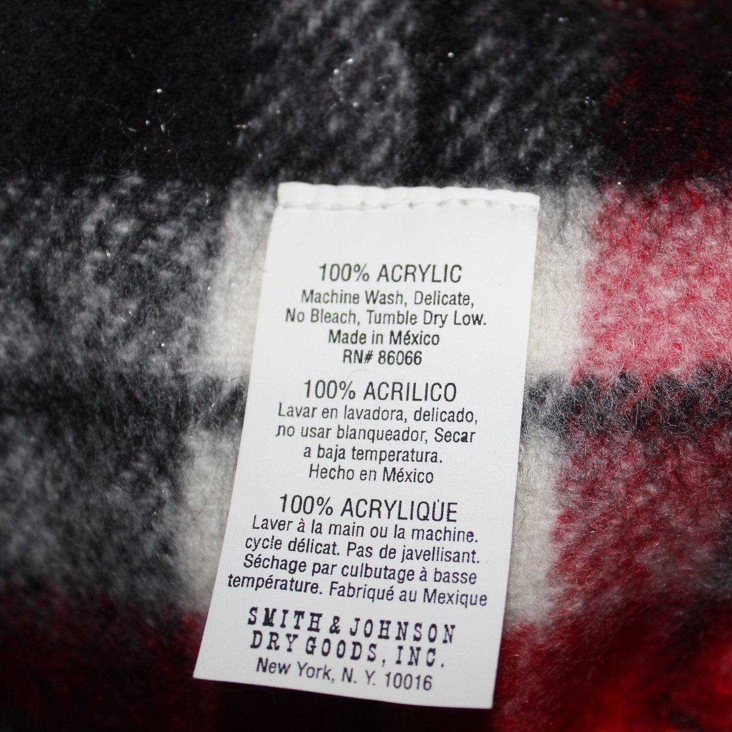 New Acrylic Throw Blanket Smith Johnson Dry Goods Red Plaid 50" X 60" Tag unusual