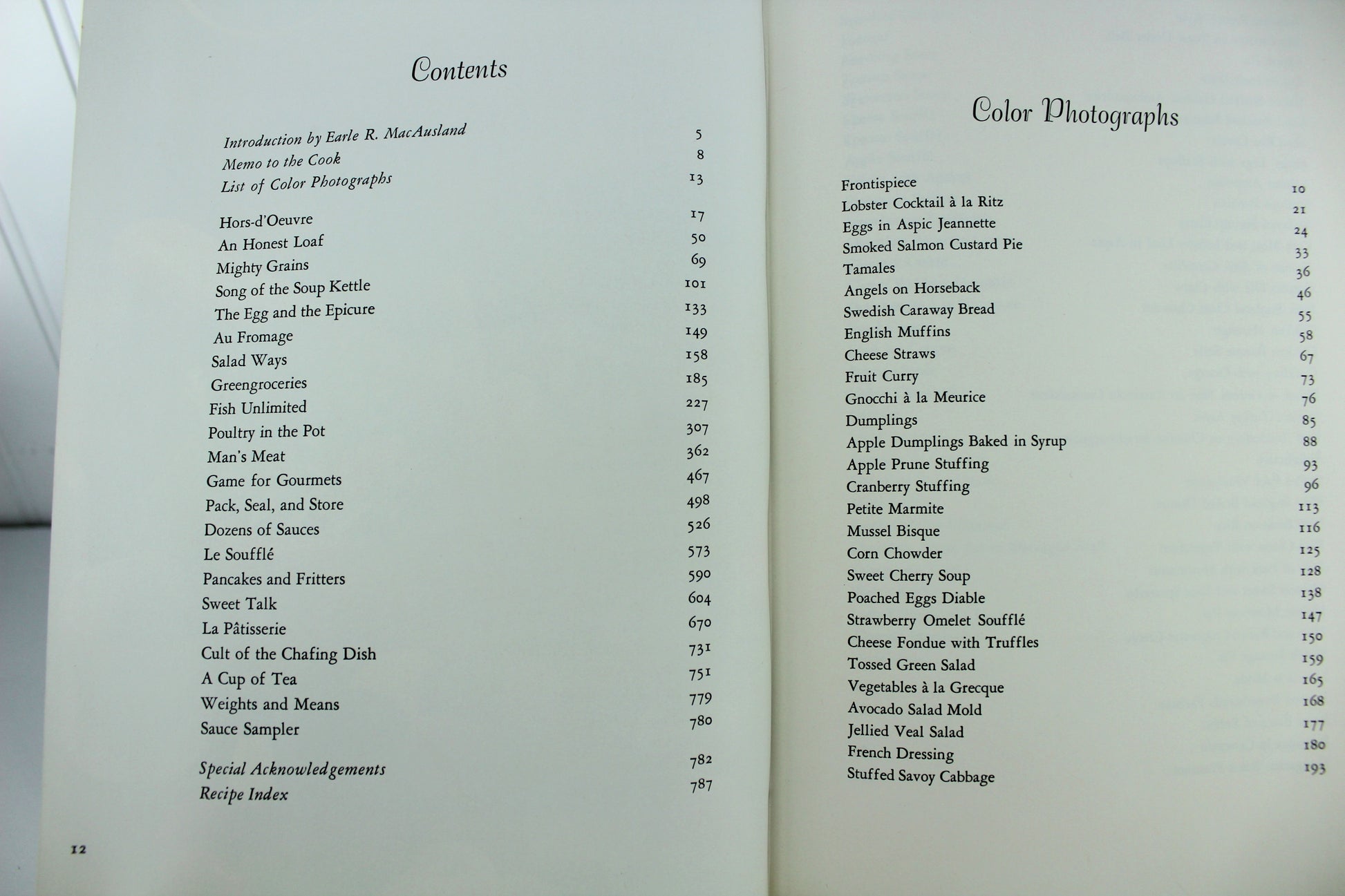 Gourmet Cookbooks 2 Volume Collection 1976 Gourmet Magazine Presentation contents pages