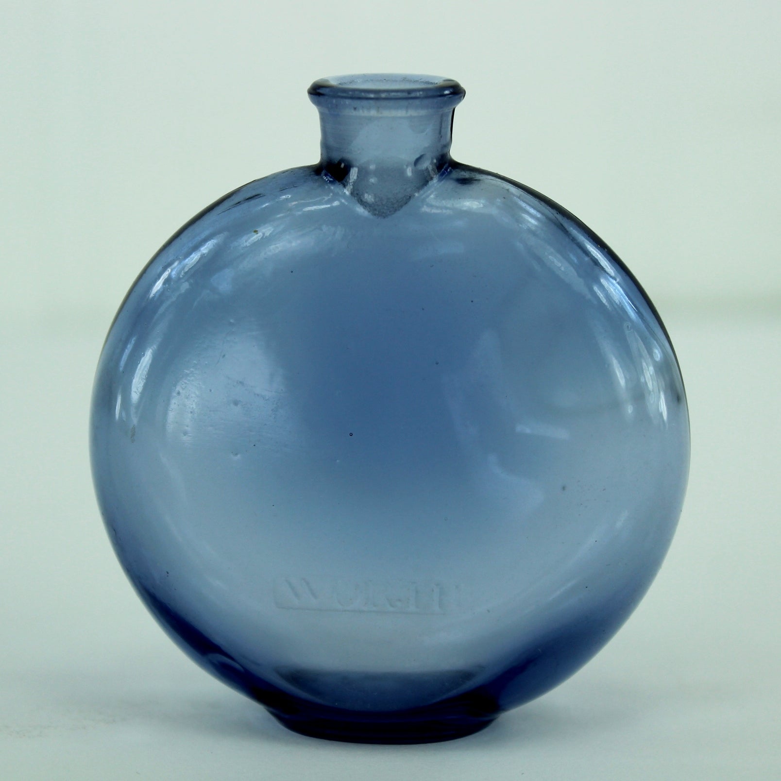 R Lalique Worth Blue Glass Perfume JE Revien Empty Bottle 1 oz French Bottle Mark  powdery blue