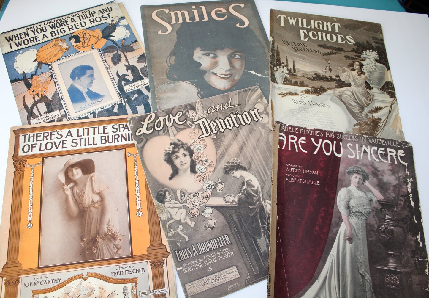 Collection 100+ Antique Vintage 1920s WW1 Romantic Sheet Music Song Books Music Use Papercraft DIY when you wore a tulip