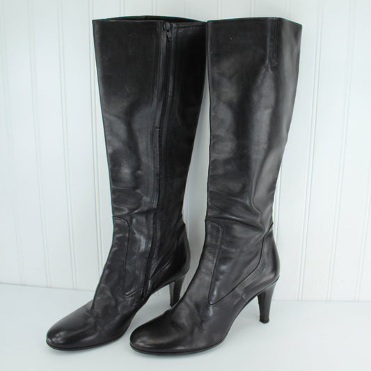 Black Leather Boots Women's 40 Italy Great Pre Owned
