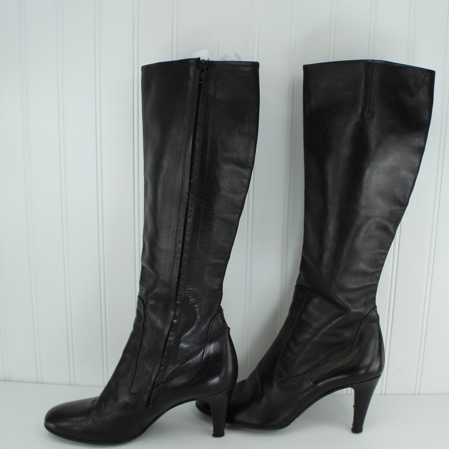 Black Leather Boots Women's 40 Italy Great Pre Owned great condition