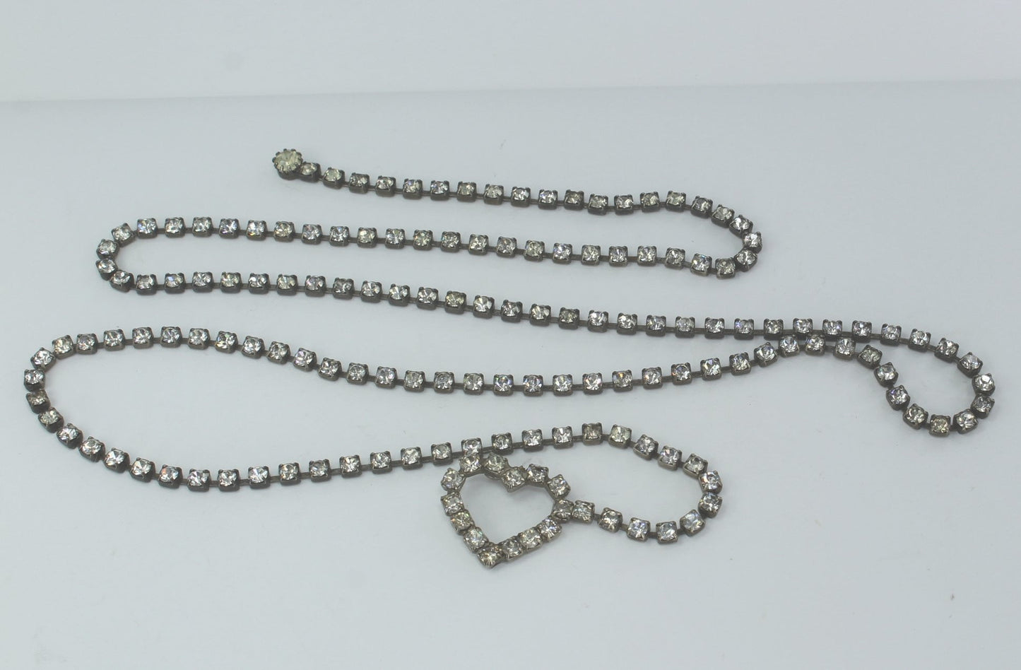Vintage Rhinestone Belt Heart 38" Chain Wrap Necklace