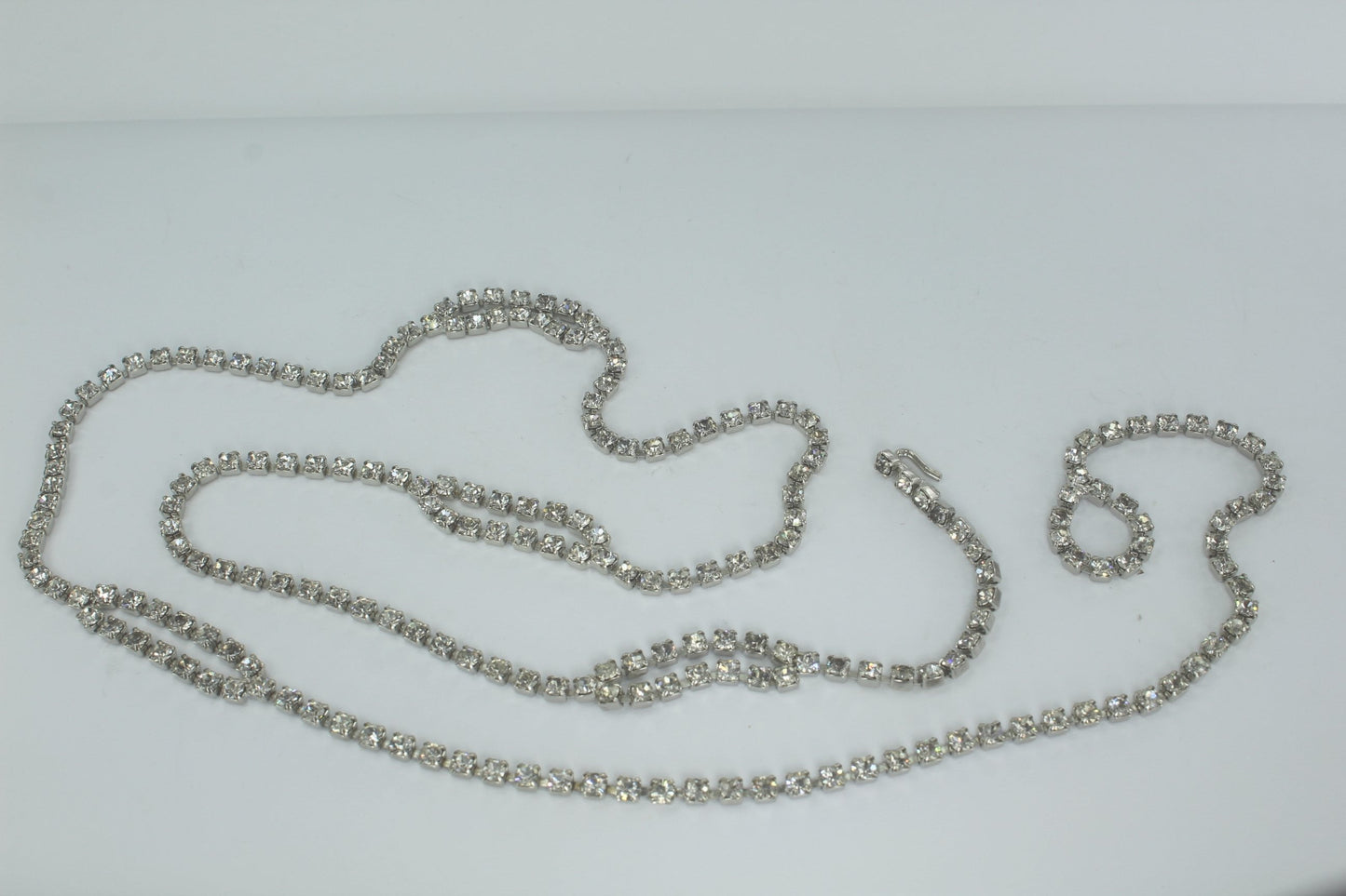 Vintage Rhinestone Belt Fancy Loops 40" Chain Wrap Necklace