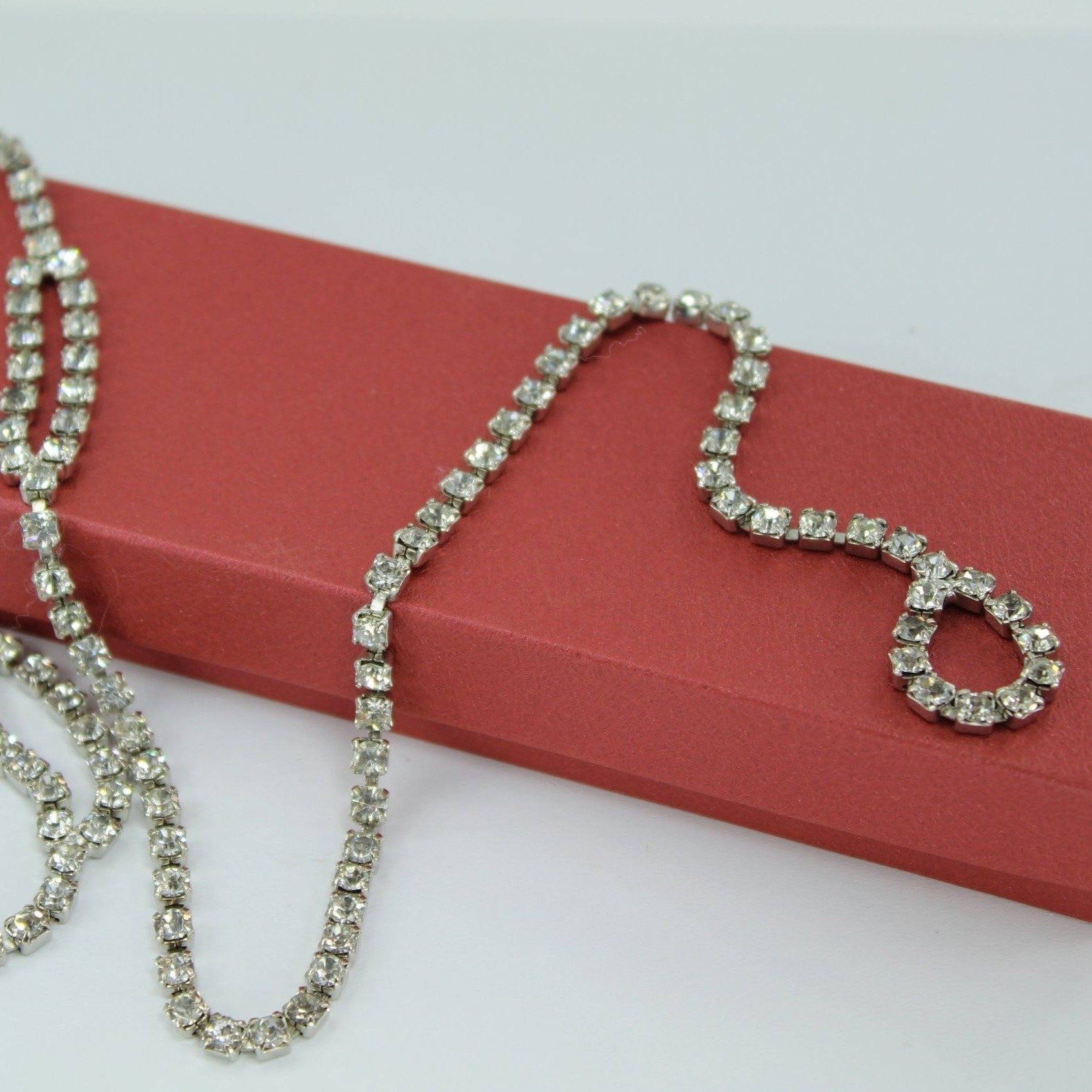 Vintage Rhinestone Belt Fancy Loops 40" Chain Wrap Necklace unusual