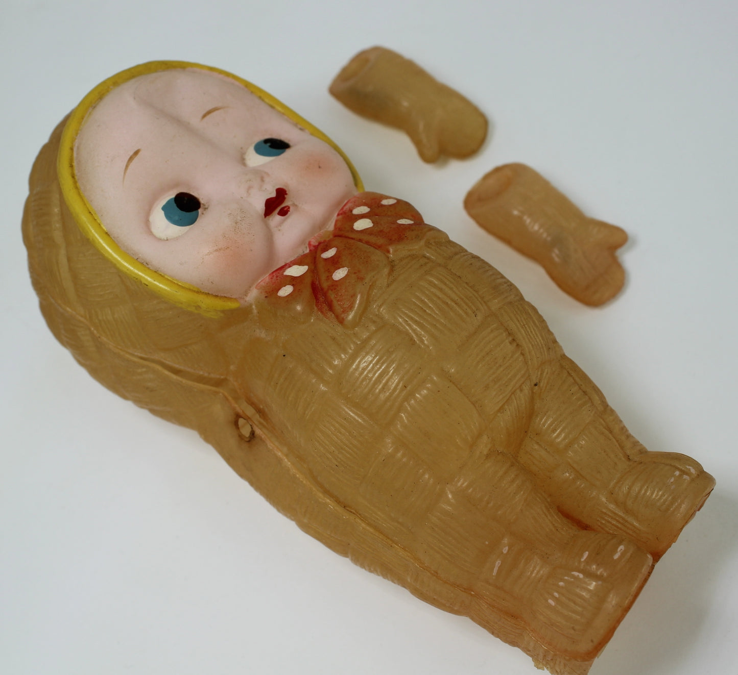 Collection Old 5 Dolls Celluloid Snow Baby Mini Celluloid Crepe Paper Carnival googly eyed baby