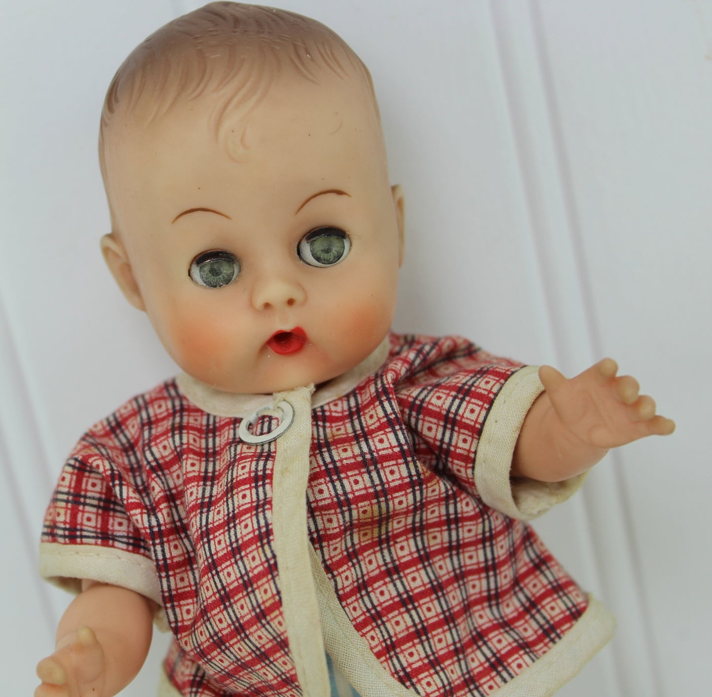 American Character Baby Doll 8" Molded Hair Rooted Lashes Beautiful Face open close eyes