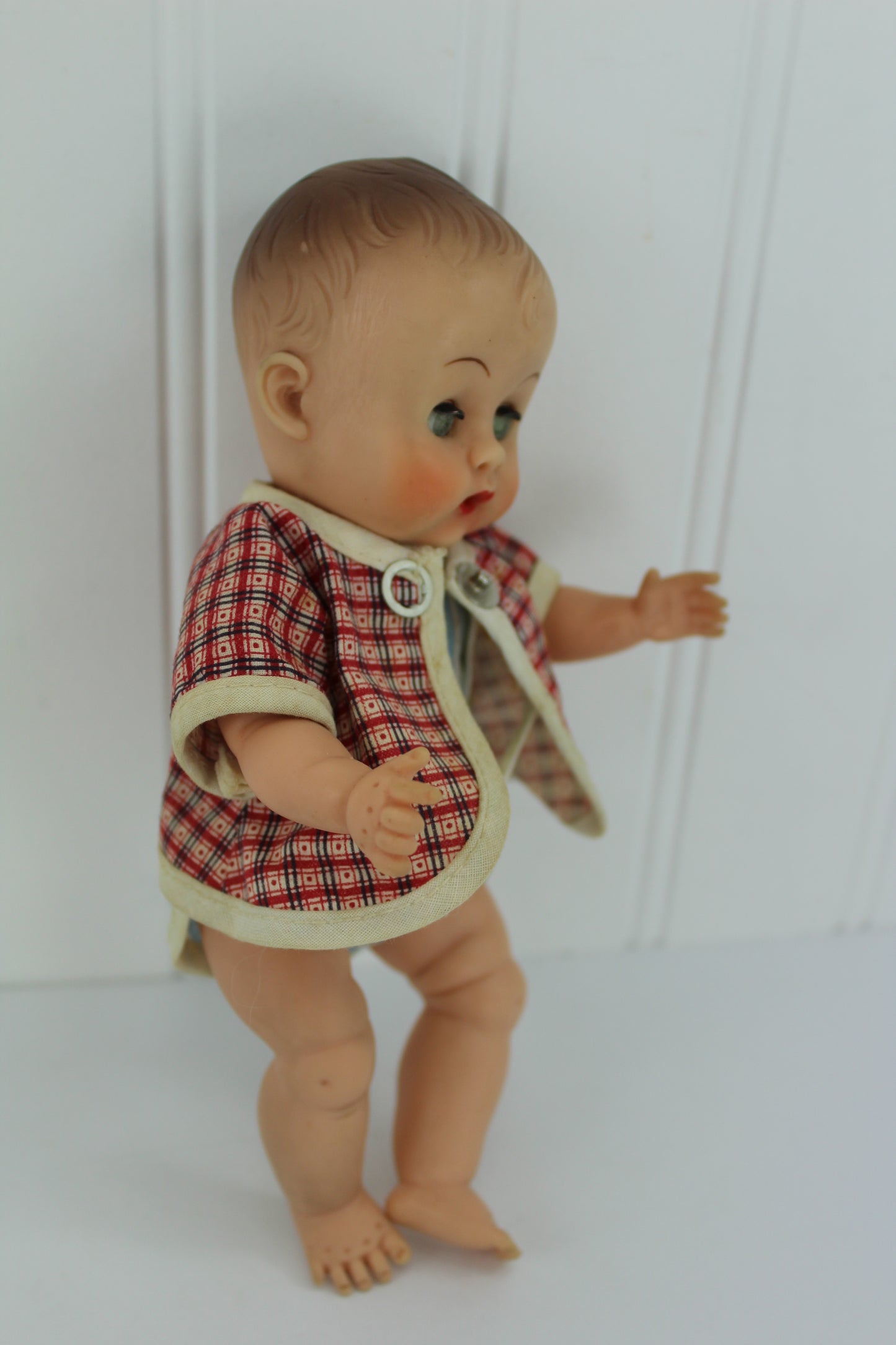 American Character Baby Doll 8" Molded Hair Rooted Lashes Beautiful Face separated fingers toes