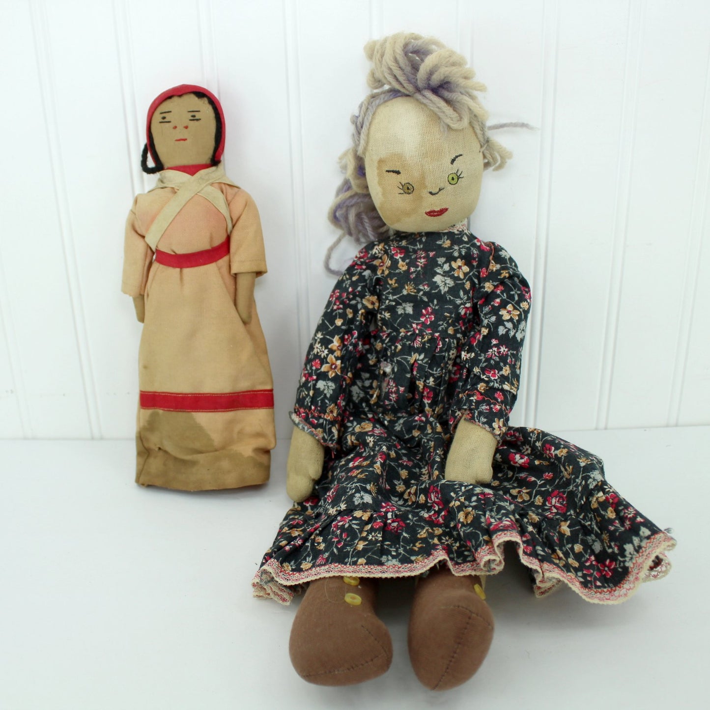 Primitive Design Dolls Plantation and Calico Dressed Embroidered Faces Cotton Fabrics