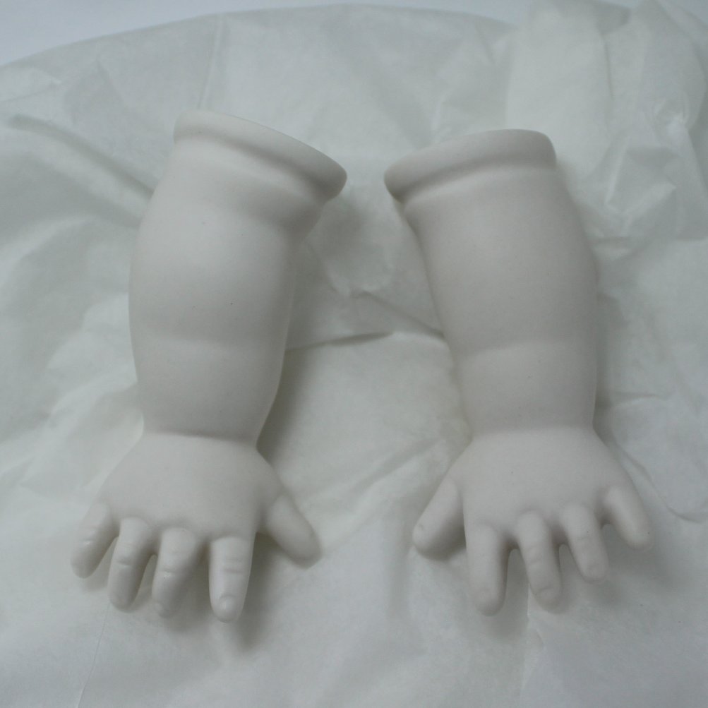 New Bisque Doll Parts Blue Eyes DIY Doll to Paint nice finger detail