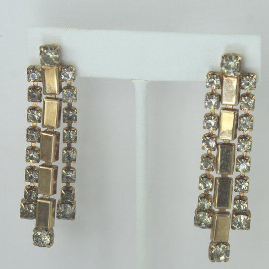 Vintage SARAH COV Earrings Fantastic Long Dangle Rhinestone