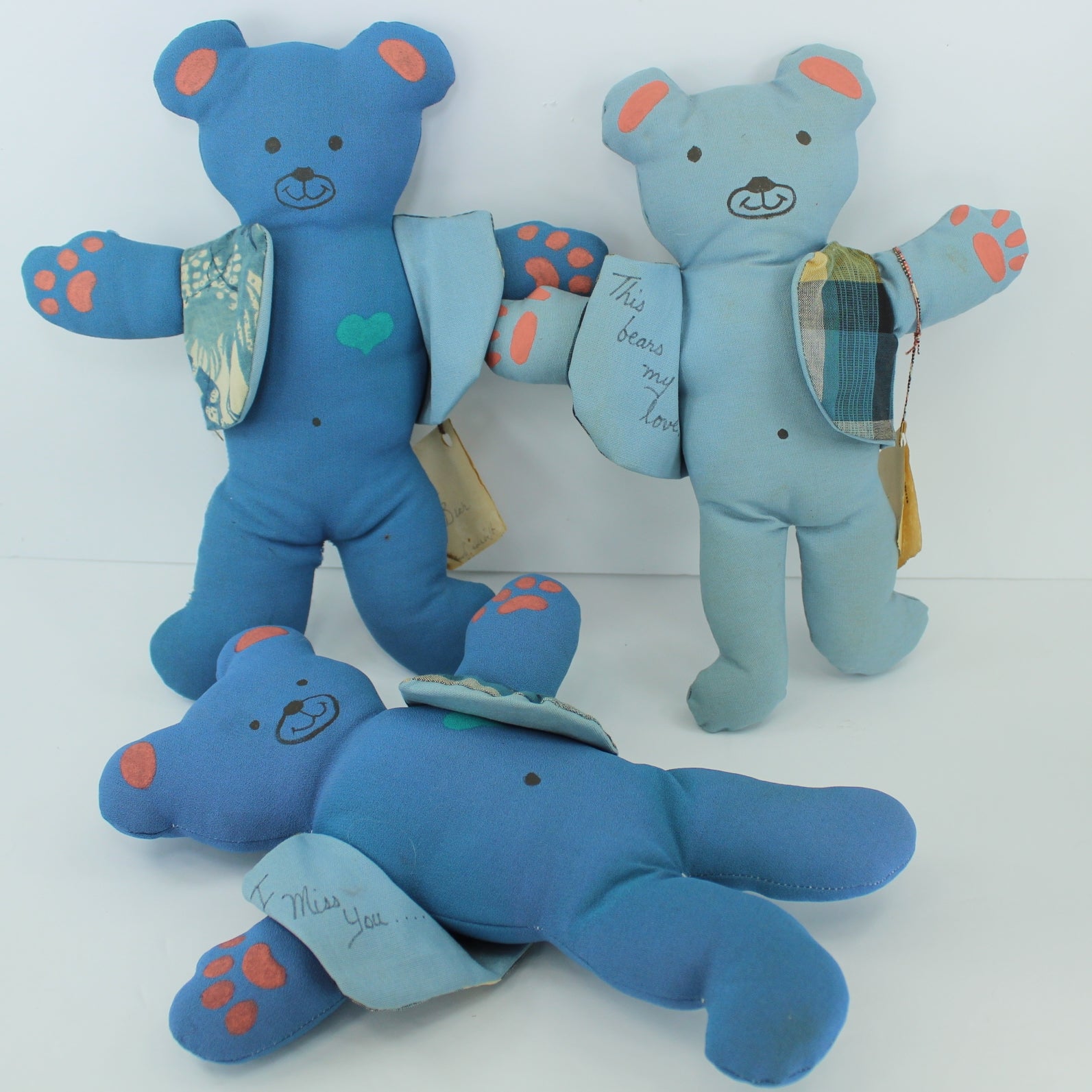 Hand Crafted 3 Teddy Bears With 18 Bear Vests DIY Charity Project New Business message bears