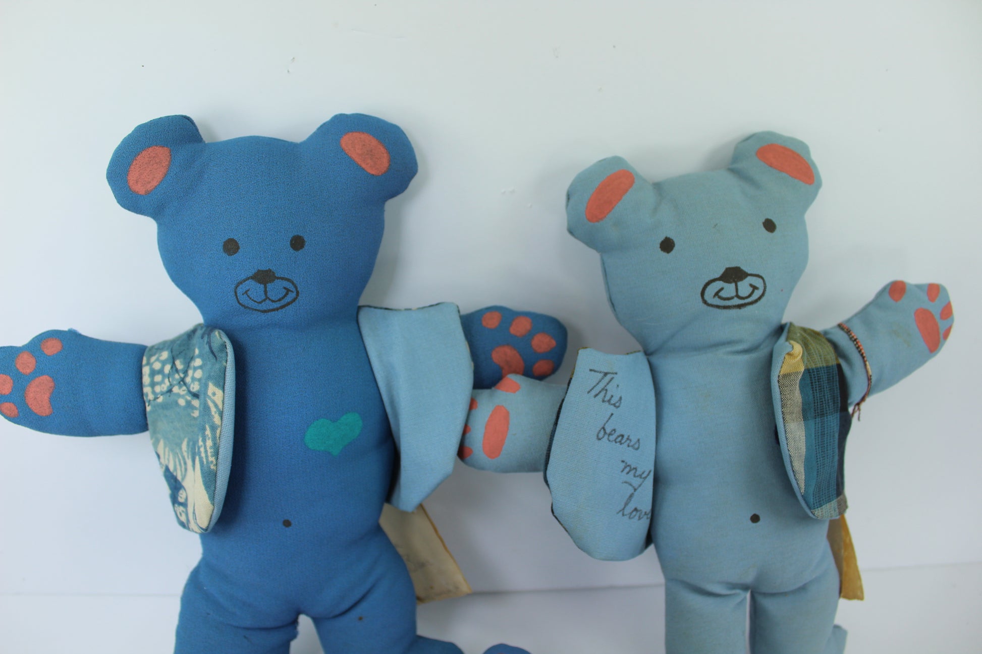 Hand Crafted 3 Teddy Bears With 18 Bear Vests DIY Charity Project New Business loving care message teddy