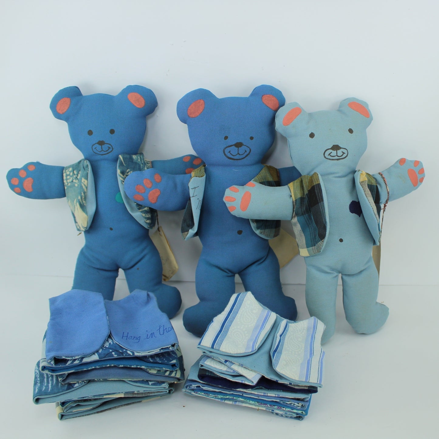 Hand Crafted 3 Teddy Bears With 18 Bear Vests DIY Charity Project New Business