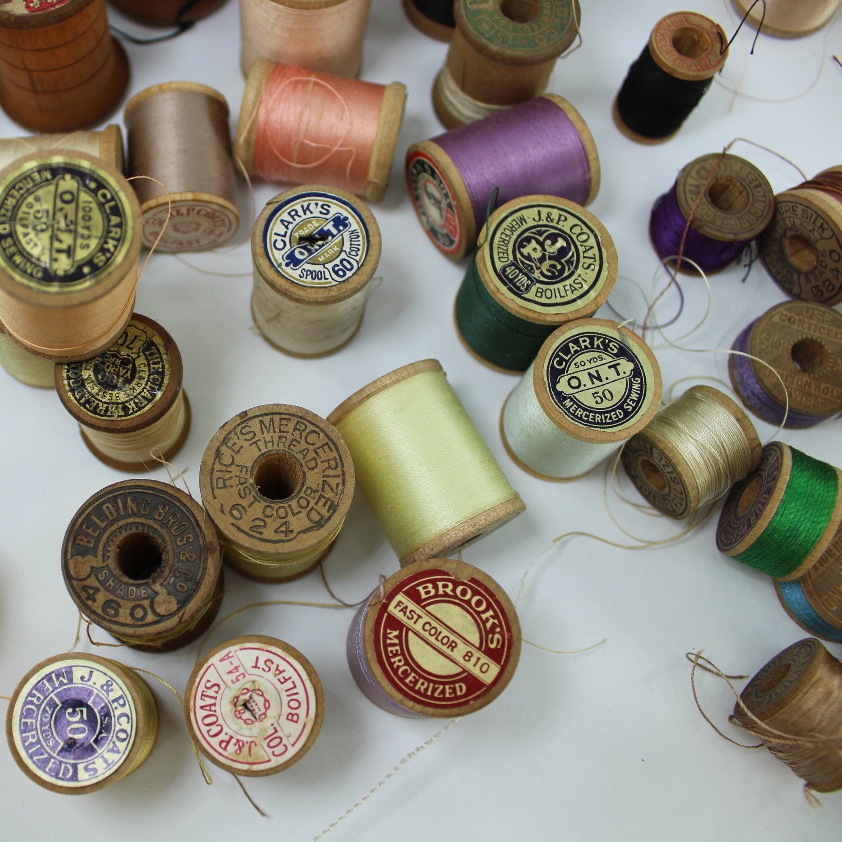 Lot Collection 112 Wooden Thread Spools All Sizes Sewing Crafts Belding Corticelli Richardson Clarks Rice's all mfg makers