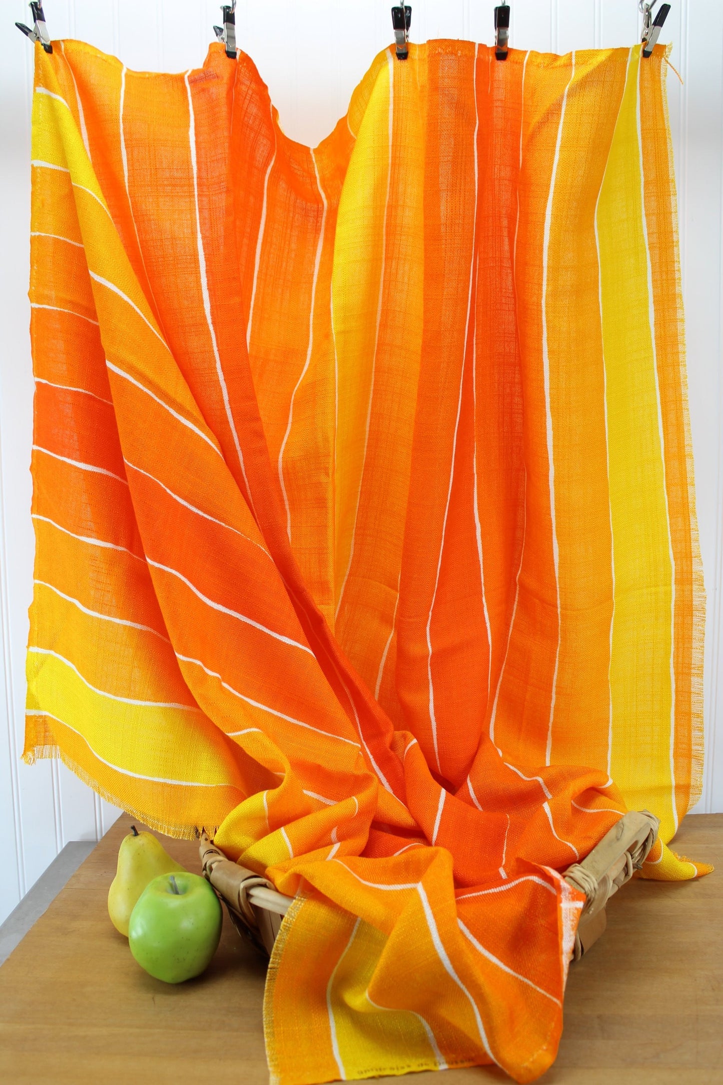 Boussac Antifroiss Fabric Stripe Orange Yellow Heavy Weave 2 Yards X 45" DIY Decor pierre frey