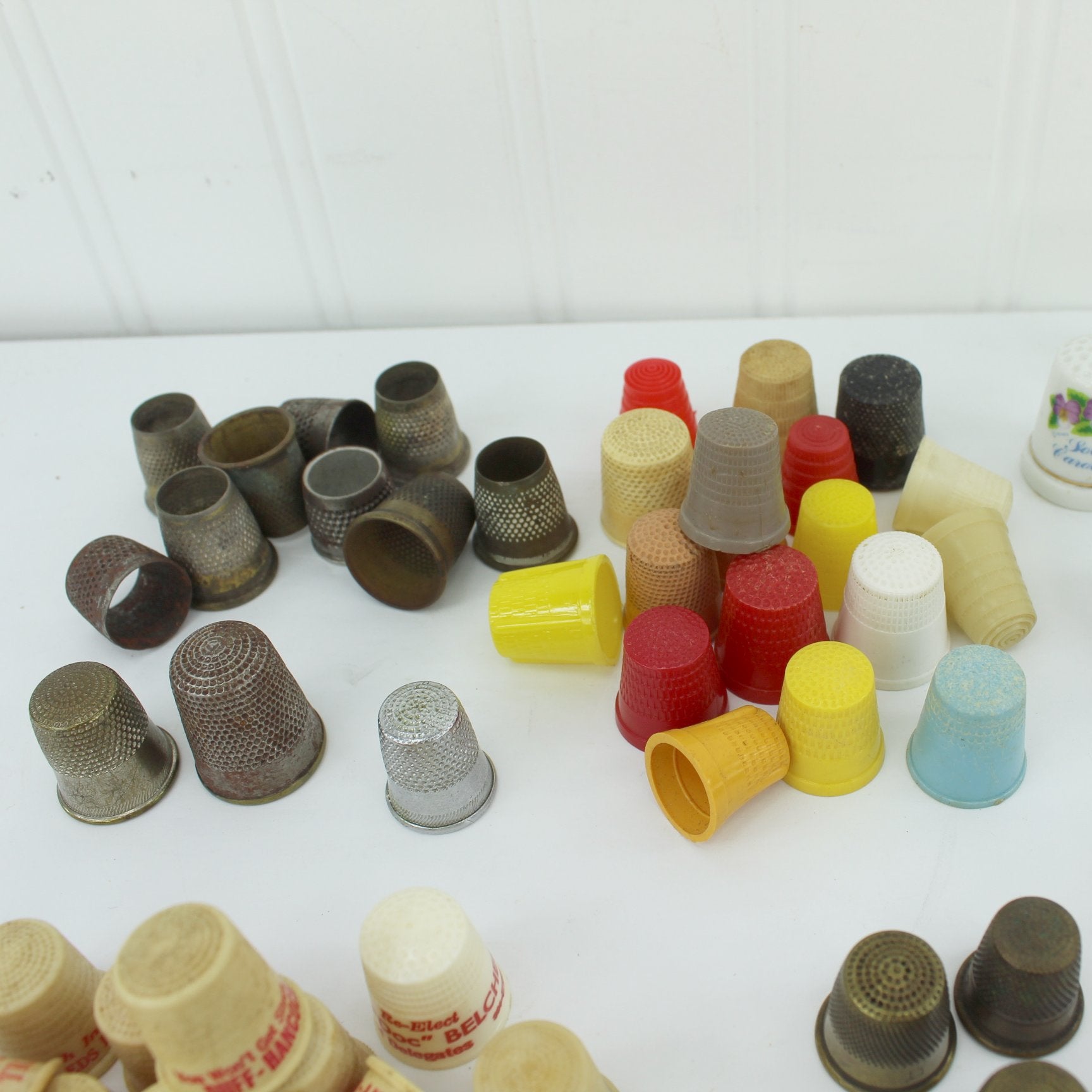 Collection 70+ Sewing Thimbles Sterling Metal Porcelain Plastic England Germany Tailor thimbles all sizes thimbles
