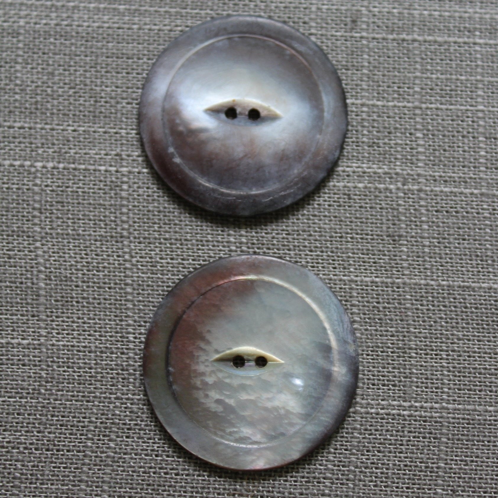 Vintage Real Pearl Buttons 1 7/16" Matching Pair Iridescent Colorful