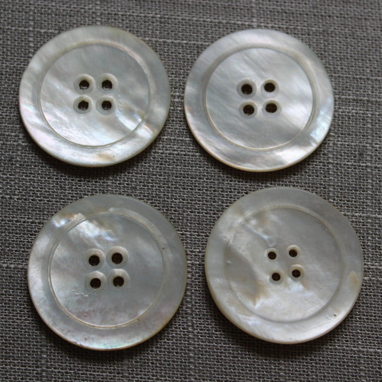 Vintage Pearl Buttons 1 7/16" White Natural MOP Lot 4 Buttons iridescent