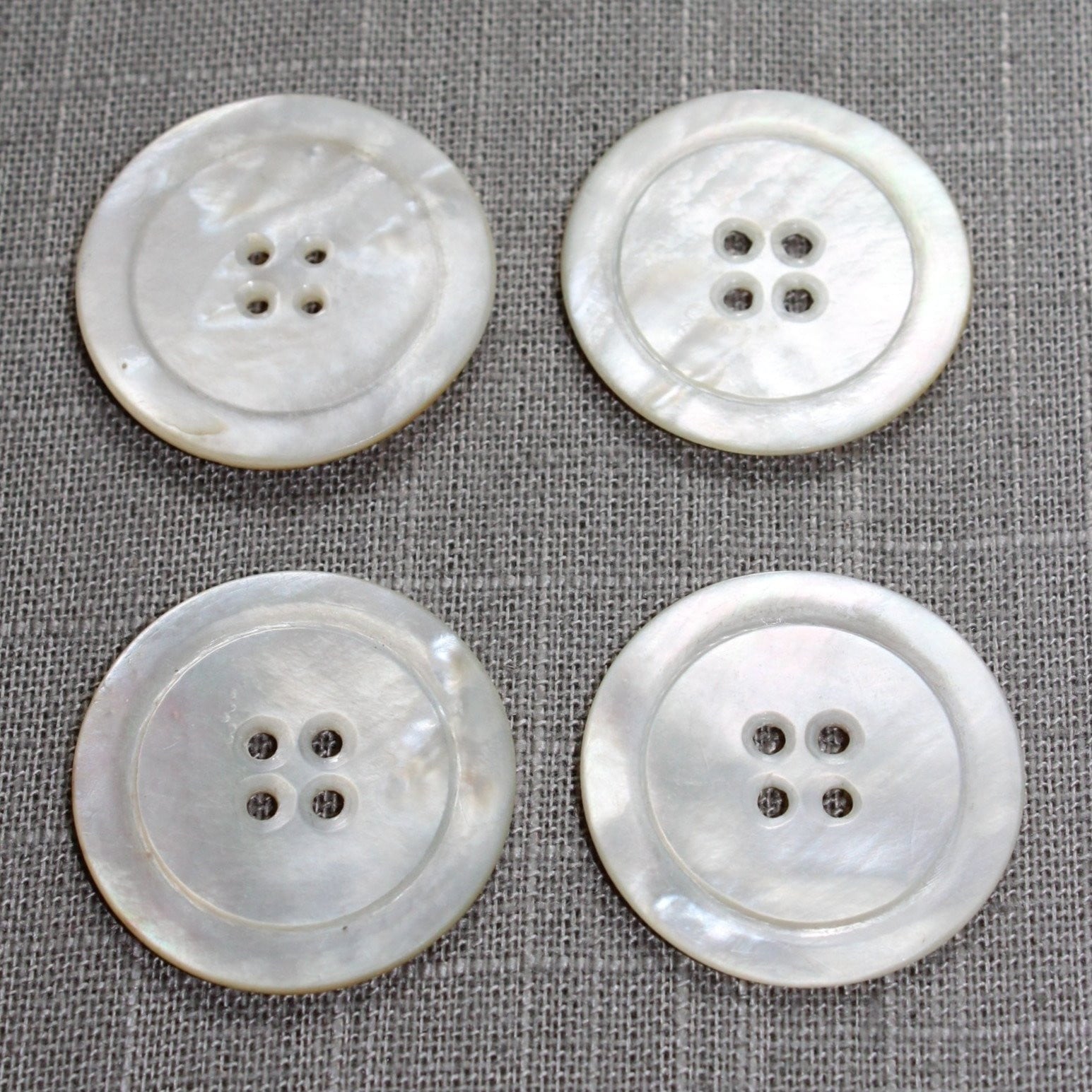 Vintage Pearl Buttons 1 7/16" White Natural MOP Lot 4 Buttons