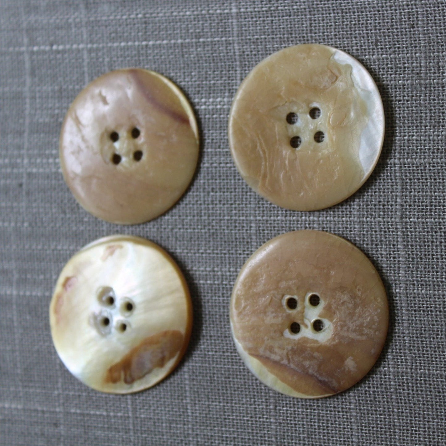 Vintage Pearl Buttons 1 7/16" White Natural MOP Lot 4 Buttons natural shell