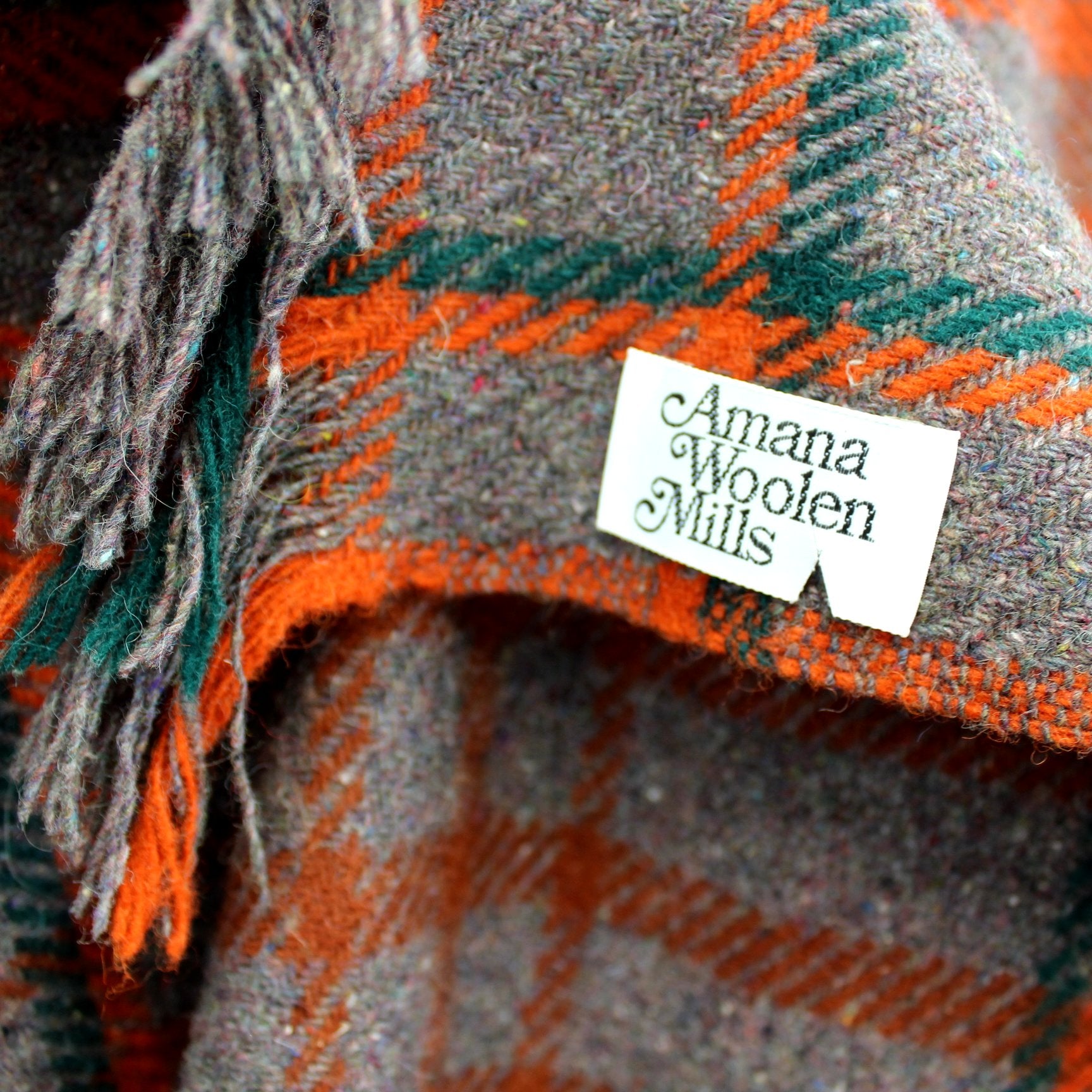 Amana Wool Throw Blanket Rare Colors Taupe Sienna Tweed unusual colors