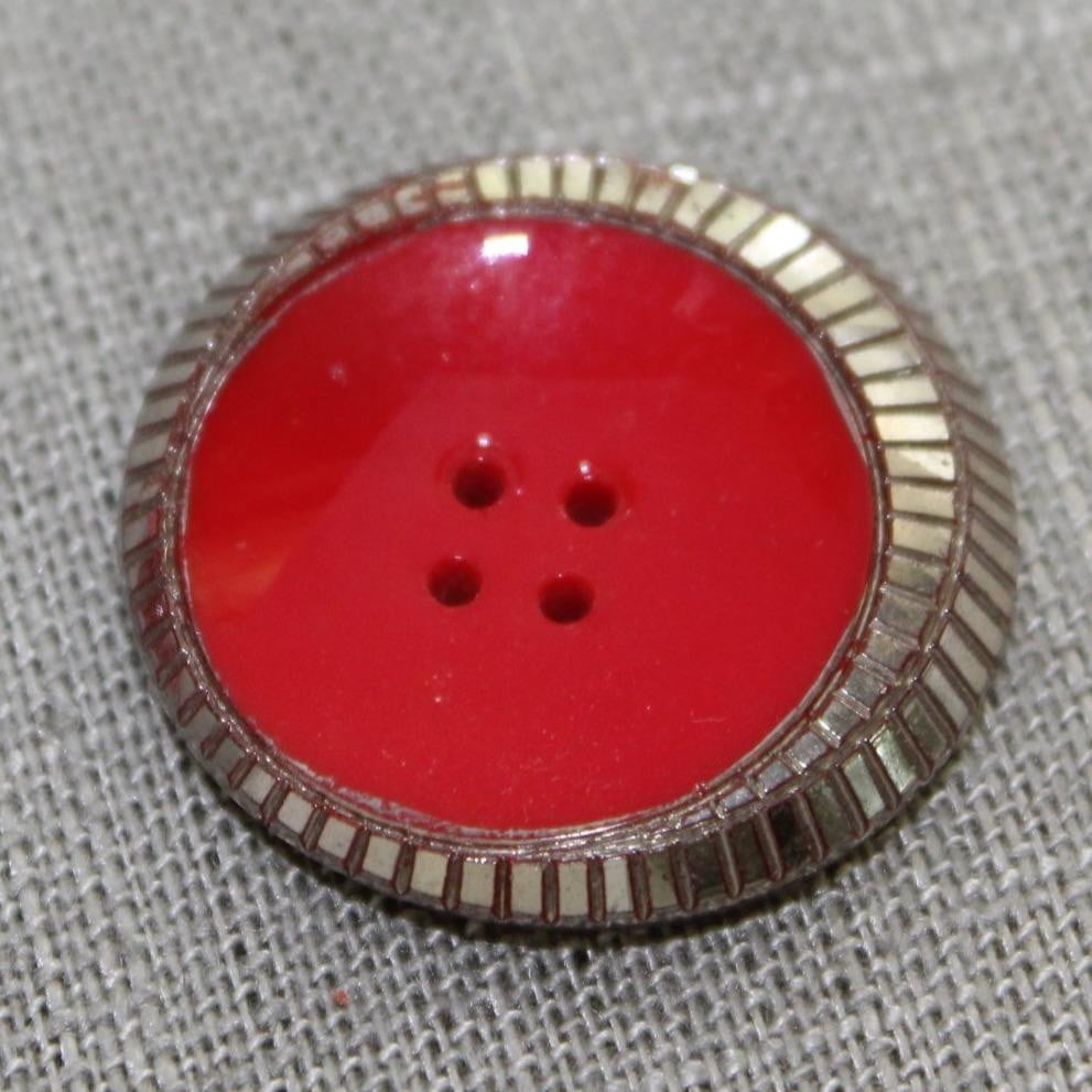 Red Glass Buttons Lot 3 Vintage Collection Scallop Silver Deco jewelry diy