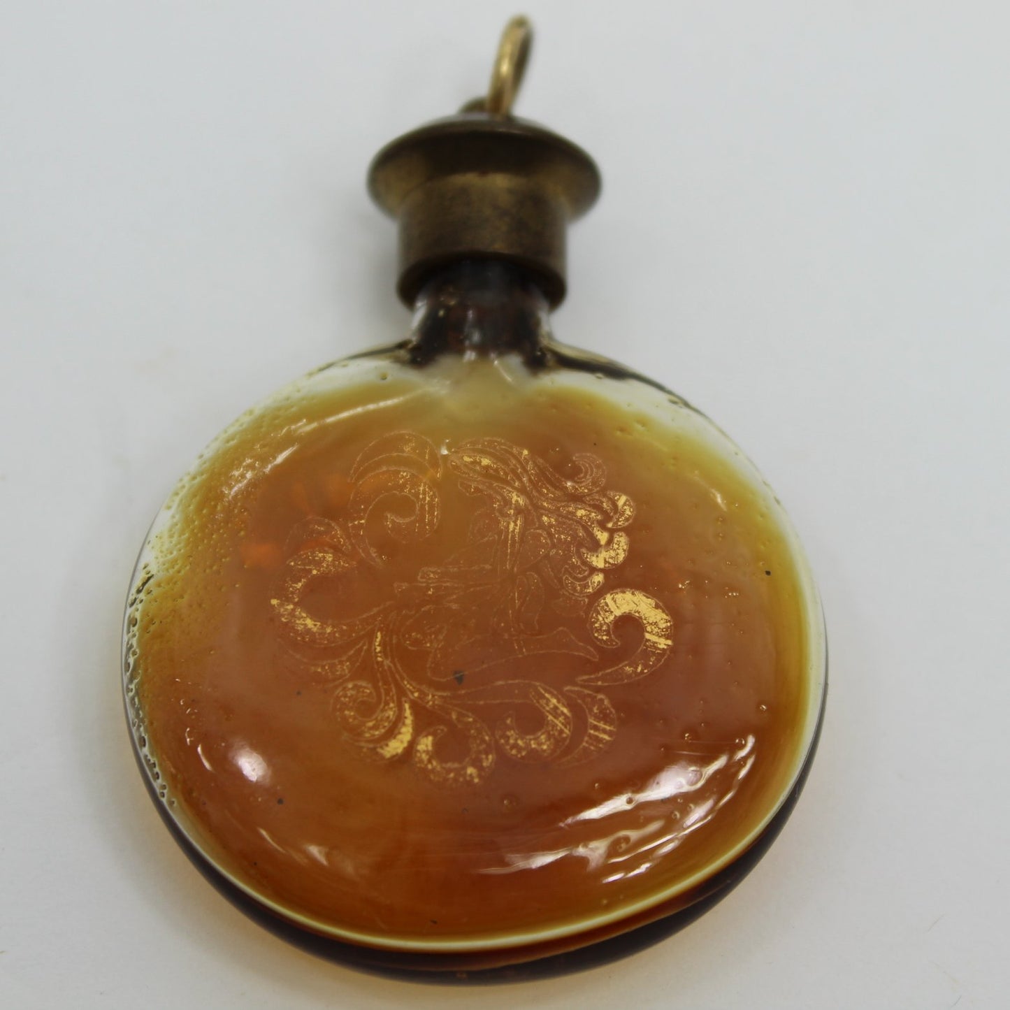 Antique Victorian Nymph Chatelaine Scent Bottle Lay Down Perfume Gilt Decorated musician fairy
