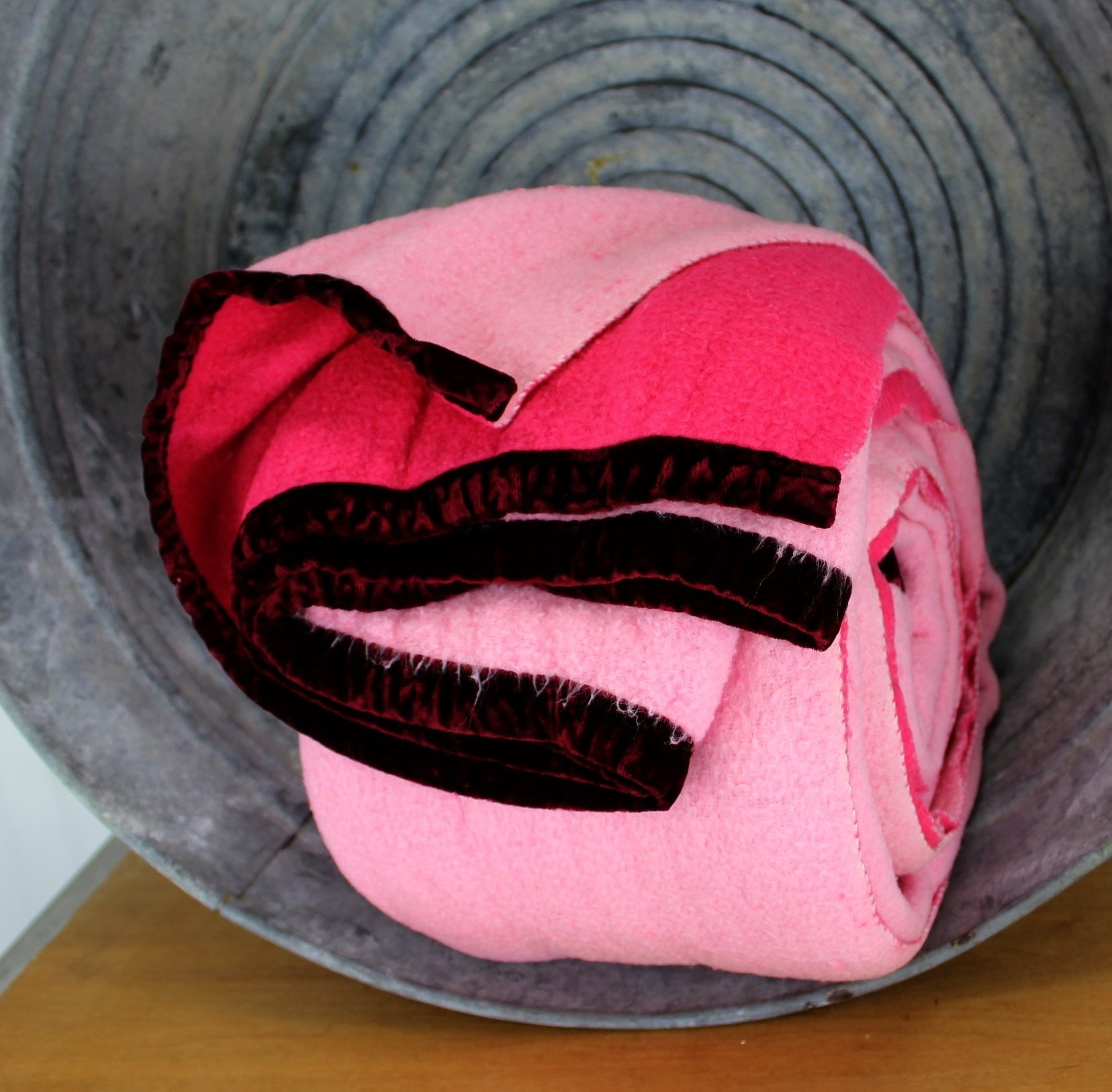 vintage blanket velvet binding reversible pink and hot pink