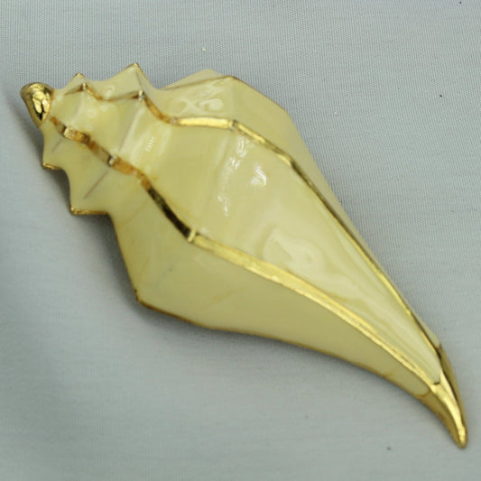 BOUCHER Pin Pendant - Cream Enamel Shell Signed Numbered