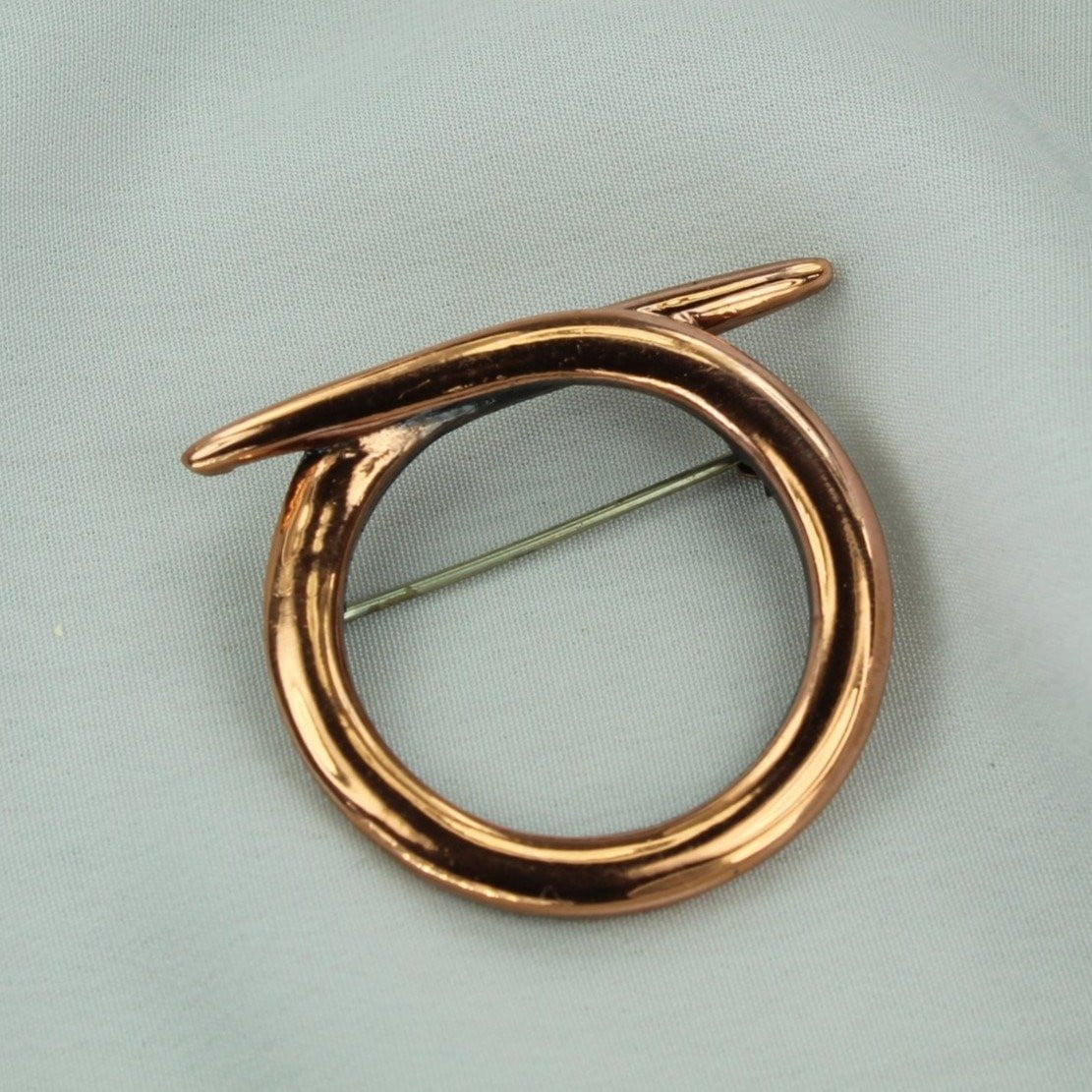 Vintage RENOIR Pin Copper Circle Crossed Modernist excellent