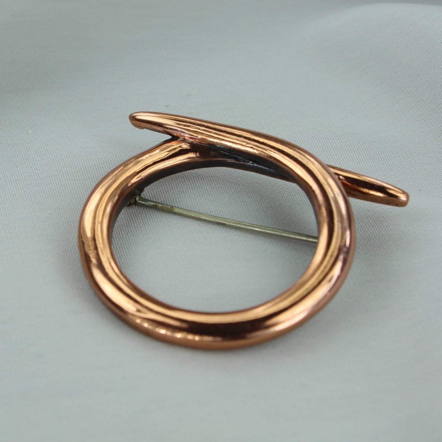 Vintage RENOIR Pin Copper Circle Crossed Modernist