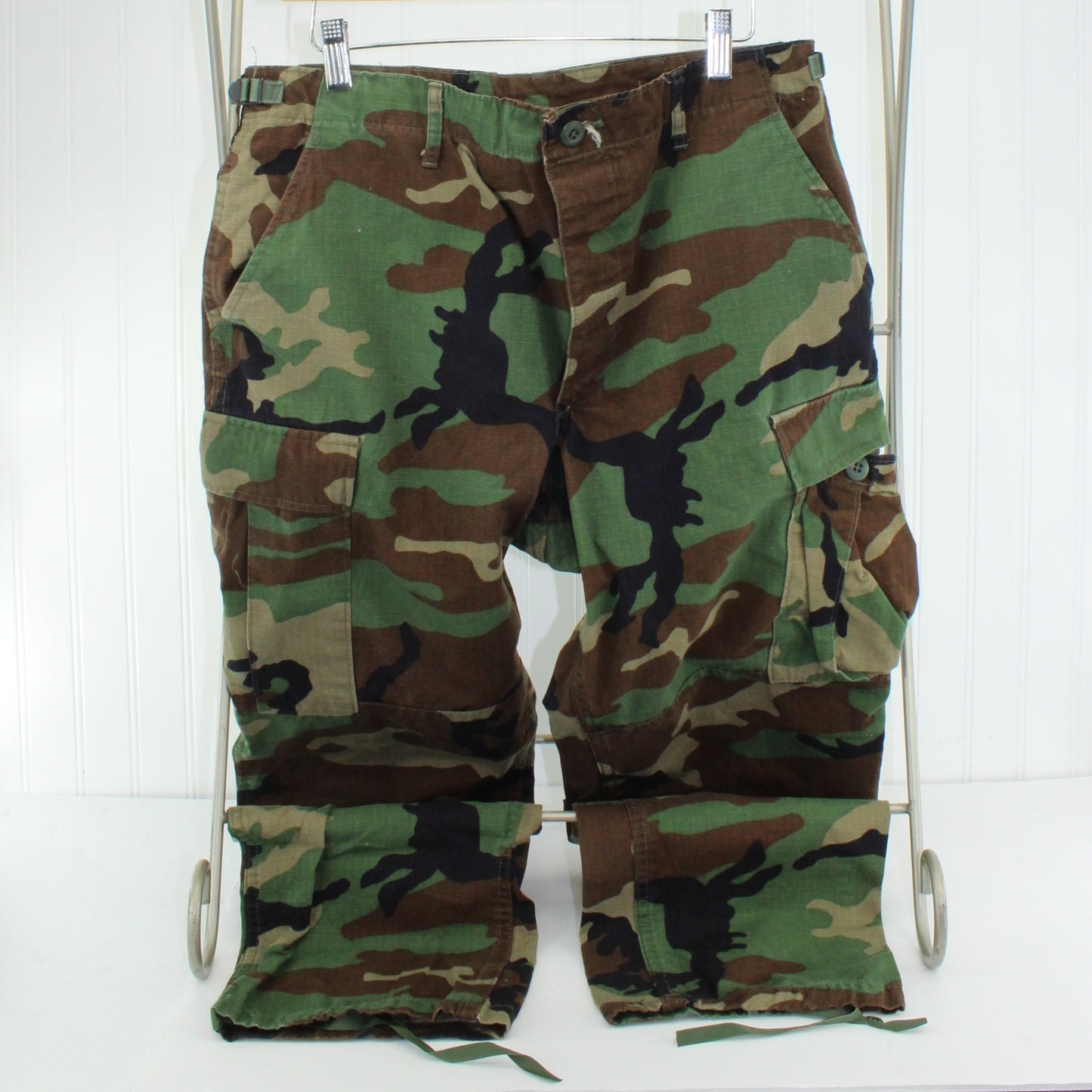 Propper 100% Cotton Camo Military Pants 6 Pockets Tie Leg M/R Adjust Waist Size
