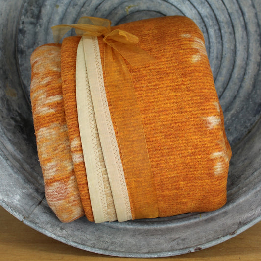 Unbranded Heavy Wool Blend Travel Rug Blanket Reversible Orange Beige 56" X 80"