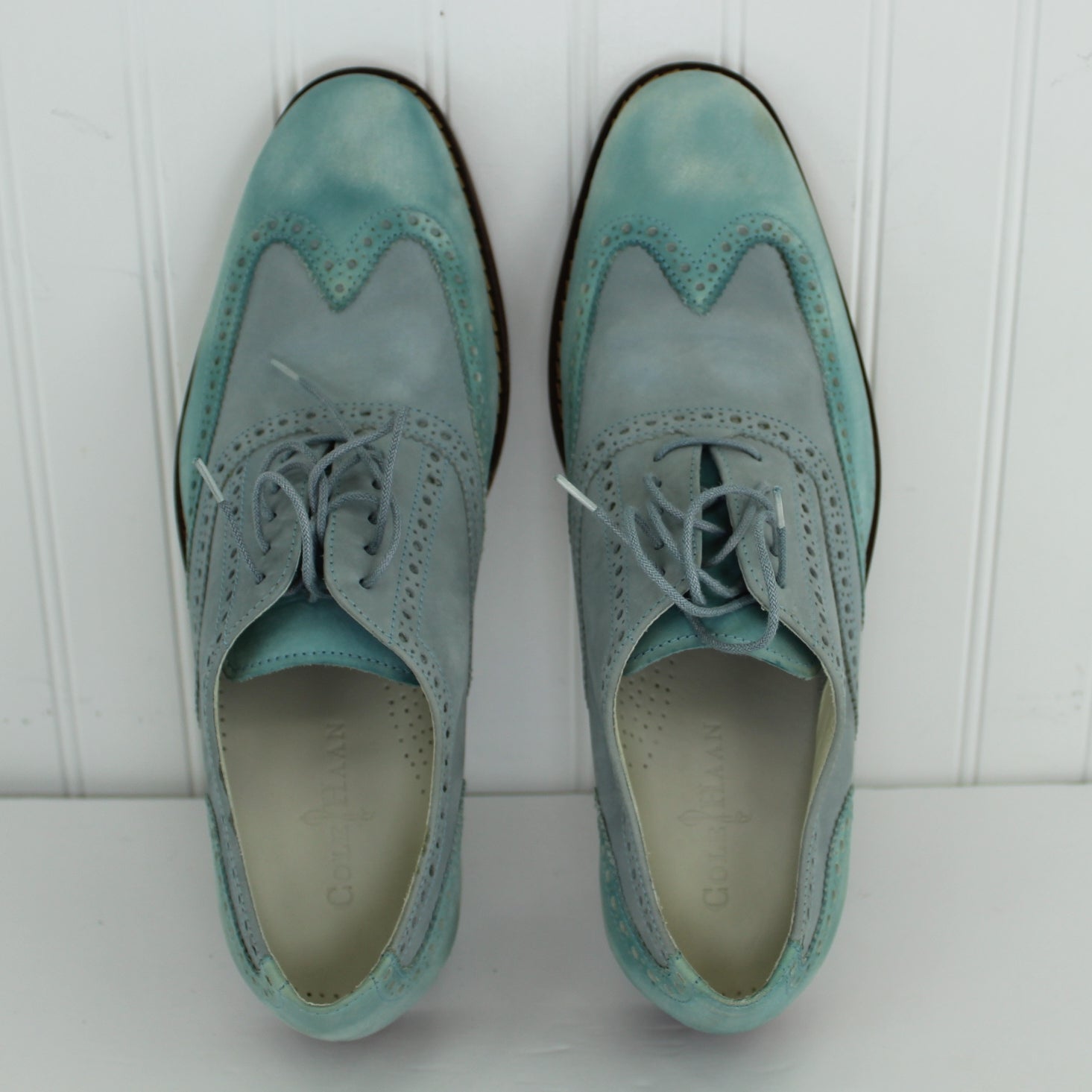 Cole Haan Nike Air Mens Saddle Shoes New in Box Cool Shades of Blue 11M blue shoe strings to match