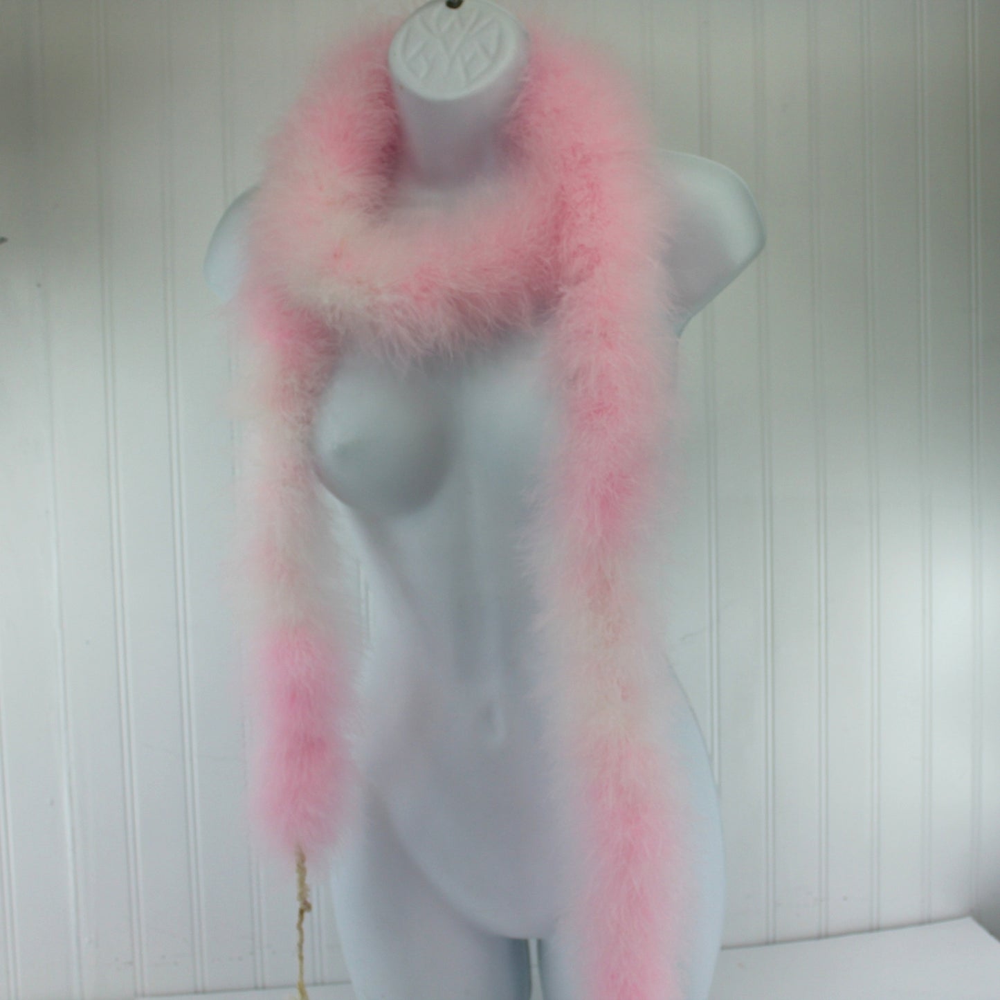 Collection 3 Fluffy Feather Boa Strands DIY Crafts Tie Flying Shades Pink White Use As Is Seperate beautiful sweet pale pink feather boa